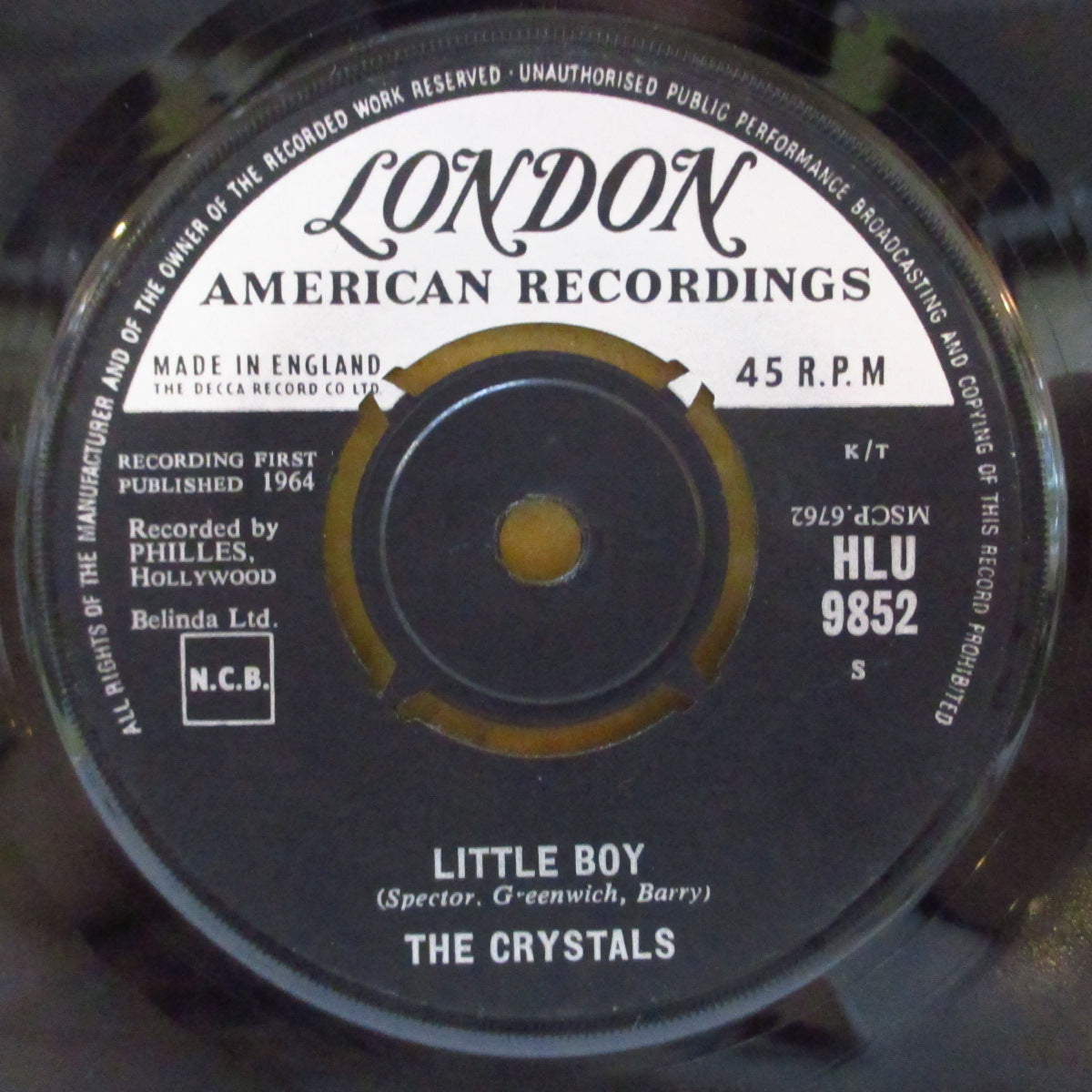 CRYSTALS, THE (ザ・クリスタルズ) - I Wonder / Little Boy (UK '64 オリジナル「プッシュアウト・センター」 7インチ+カンパニー・スリーブ)英国独自シングル!
