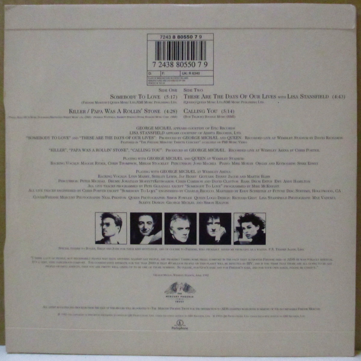 GEORGE MICHAEL & QUEEN with LISA STANSFIELD (ジョージ・マイケル & クイーン & リサ・スタンスフィールド) - Five Live (UK '93 オリジナル4曲入り 7インチ+光沢固紙ジャケ)