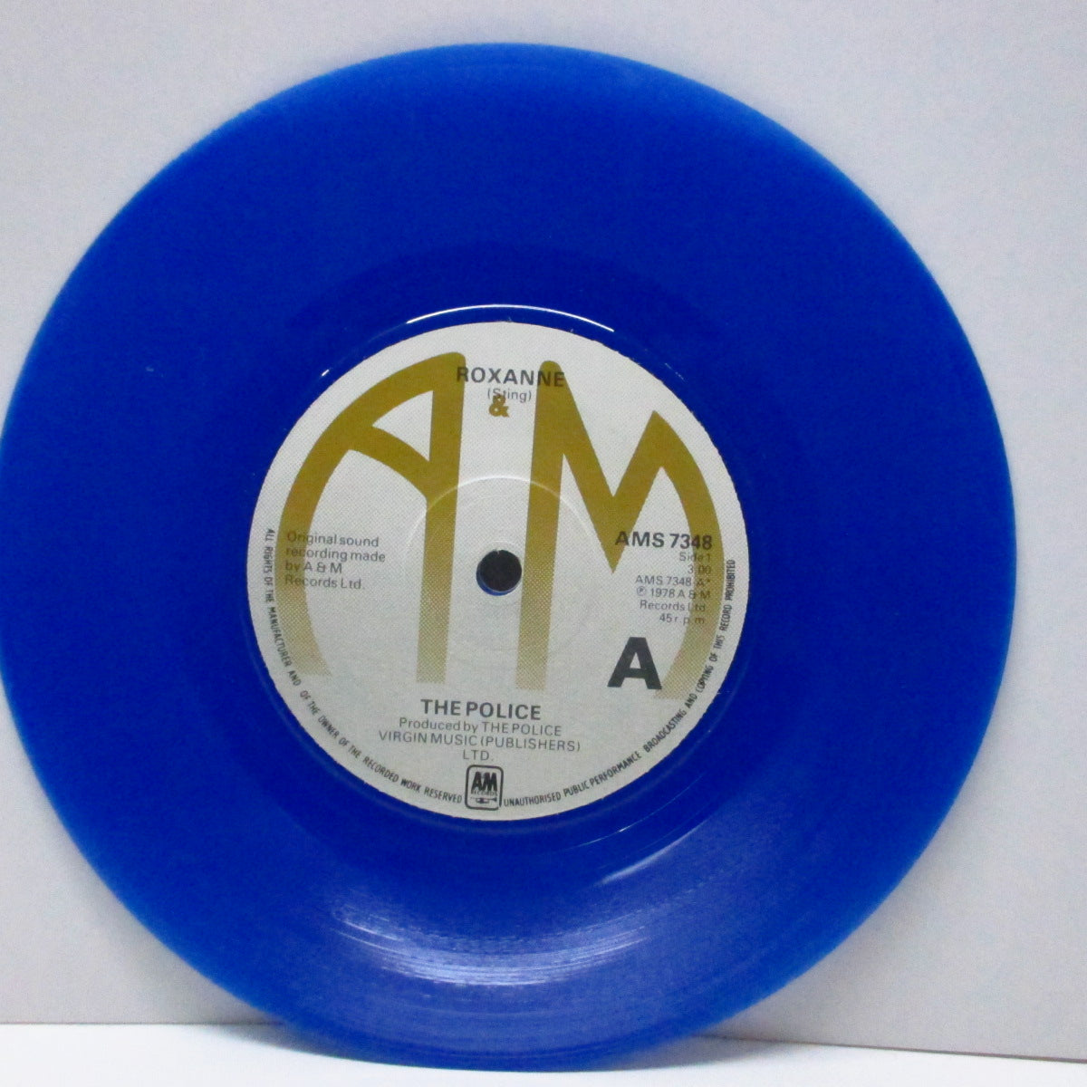 POLICE, THE (ザ ・ポリス) - Roxanne / Peanuts (UK '79 再発「金ロゴ」フラットセンター「青盤」ステレオ 7"/光沢ソフト紙「グループ写真」ジャケ)
