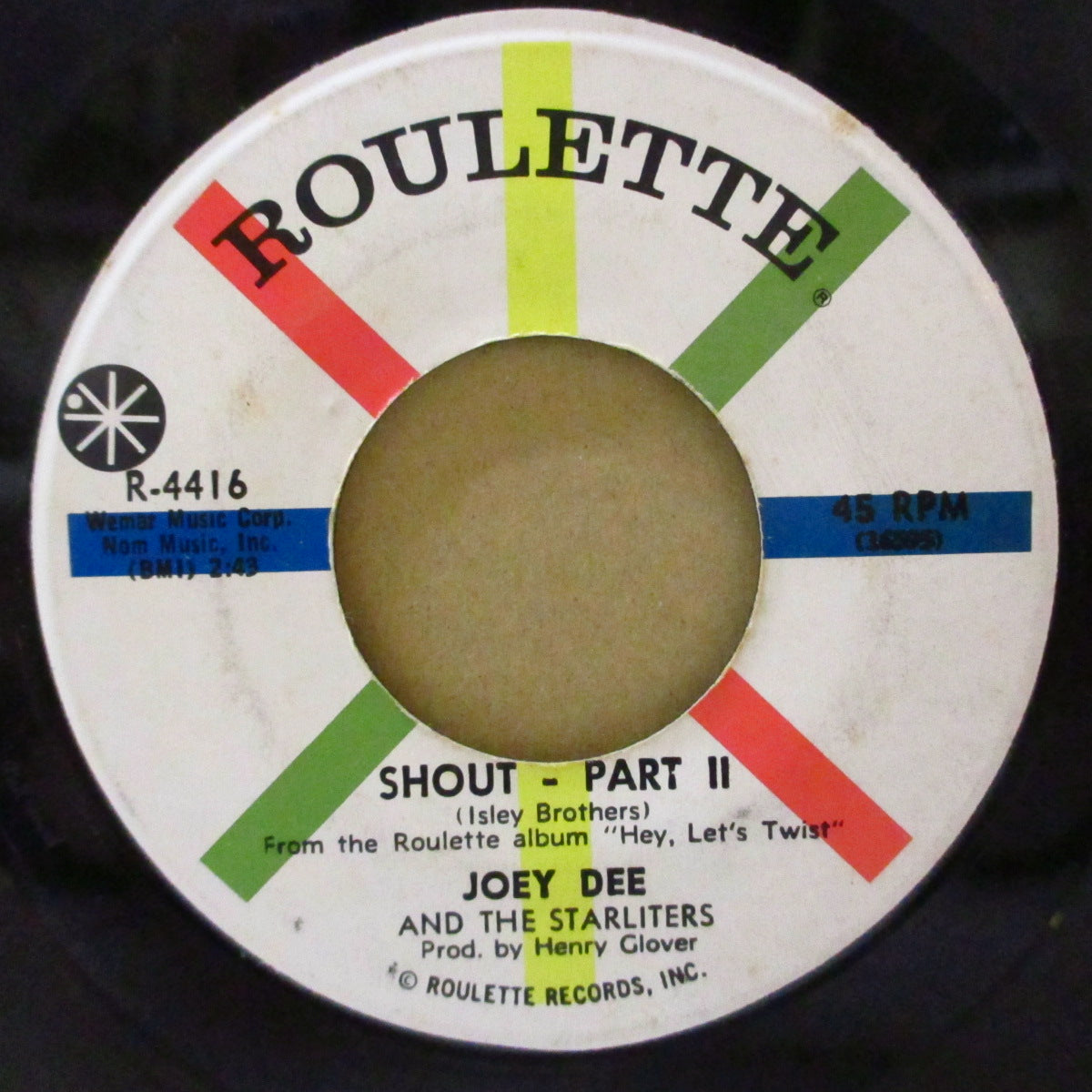 JOEY DEE & THE STARLITERS (ジョーイ・ディー & ザ・スターライターズ) - Shout (Part.1&2) (US オリジナル 7インチ+カンパニースリーブ)