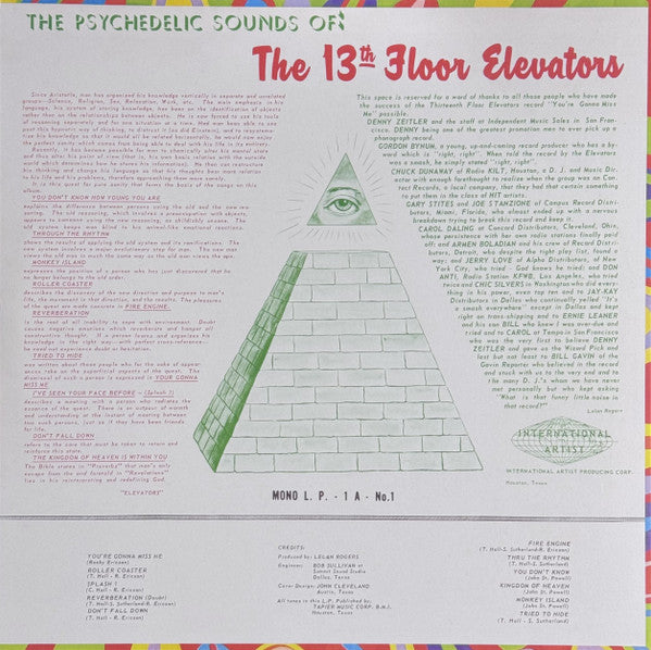 13TH FLOOR ELEVATORS (サーティース・フロア・エレヴェーターズ) - The Psychedelic Sounds Of (EU 限定再発ハーフスピード・リマスター「モノラル」LP/New)'66年デビューアルバム!