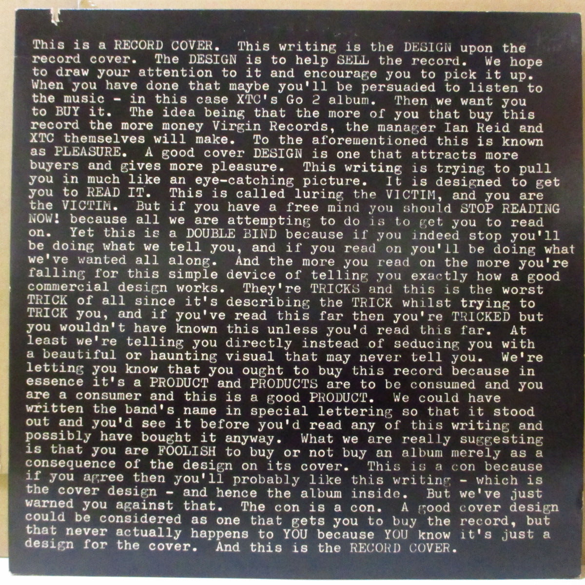 XTC - Go 2 (US オリジナル LP+インサート) '78年2ndアルバム