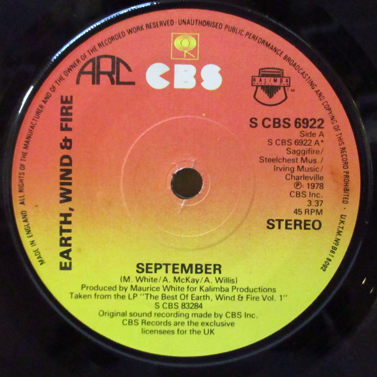 EARTH, WIND & FIRE (アース・ウィンド・アンド・ファイアー) - September (UK '78 オリジナル 7インチ)ディスコ・クラシック!