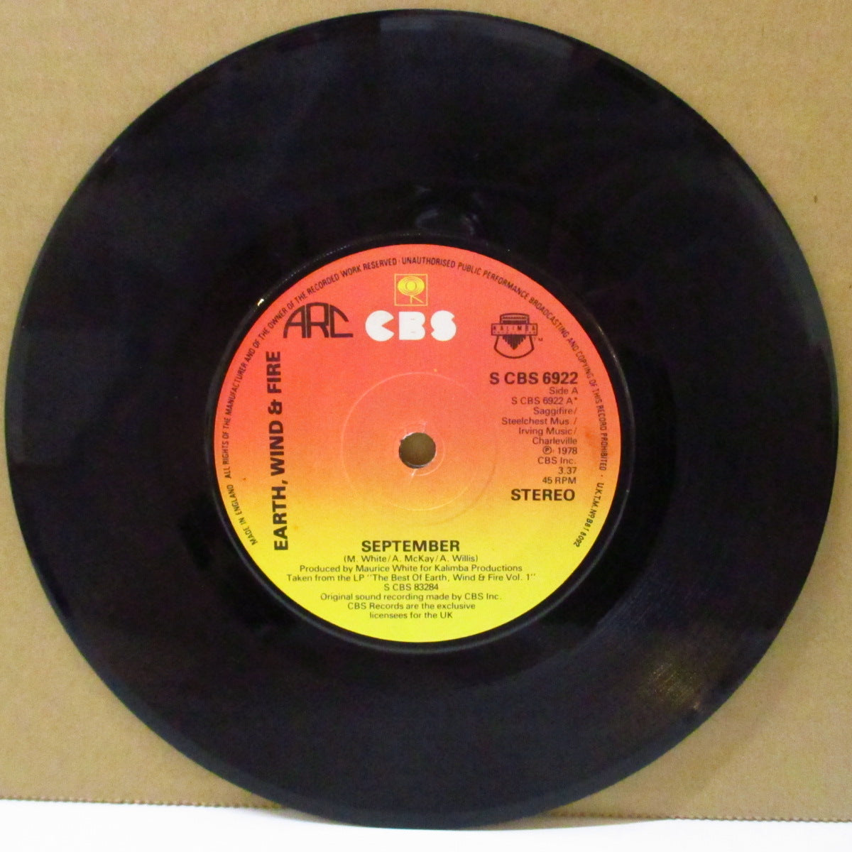 EARTH, WIND & FIRE (アース・ウィンド・アンド・ファイアー) - September (UK '78 オリジナル 7インチ)ディスコ・クラシック!