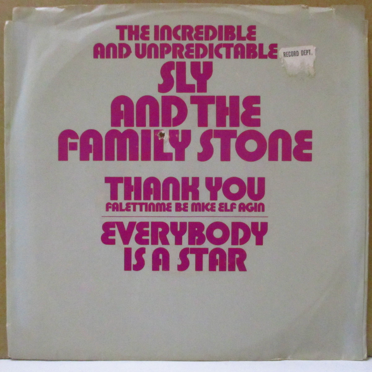 SLY & THE FAMILY STONE (スライ&ザ・ファミリー・ストーン) - Thank You (US '69 オリジナル「タイトル・スリーブ」付き7インチ) FUNKクラシック!
