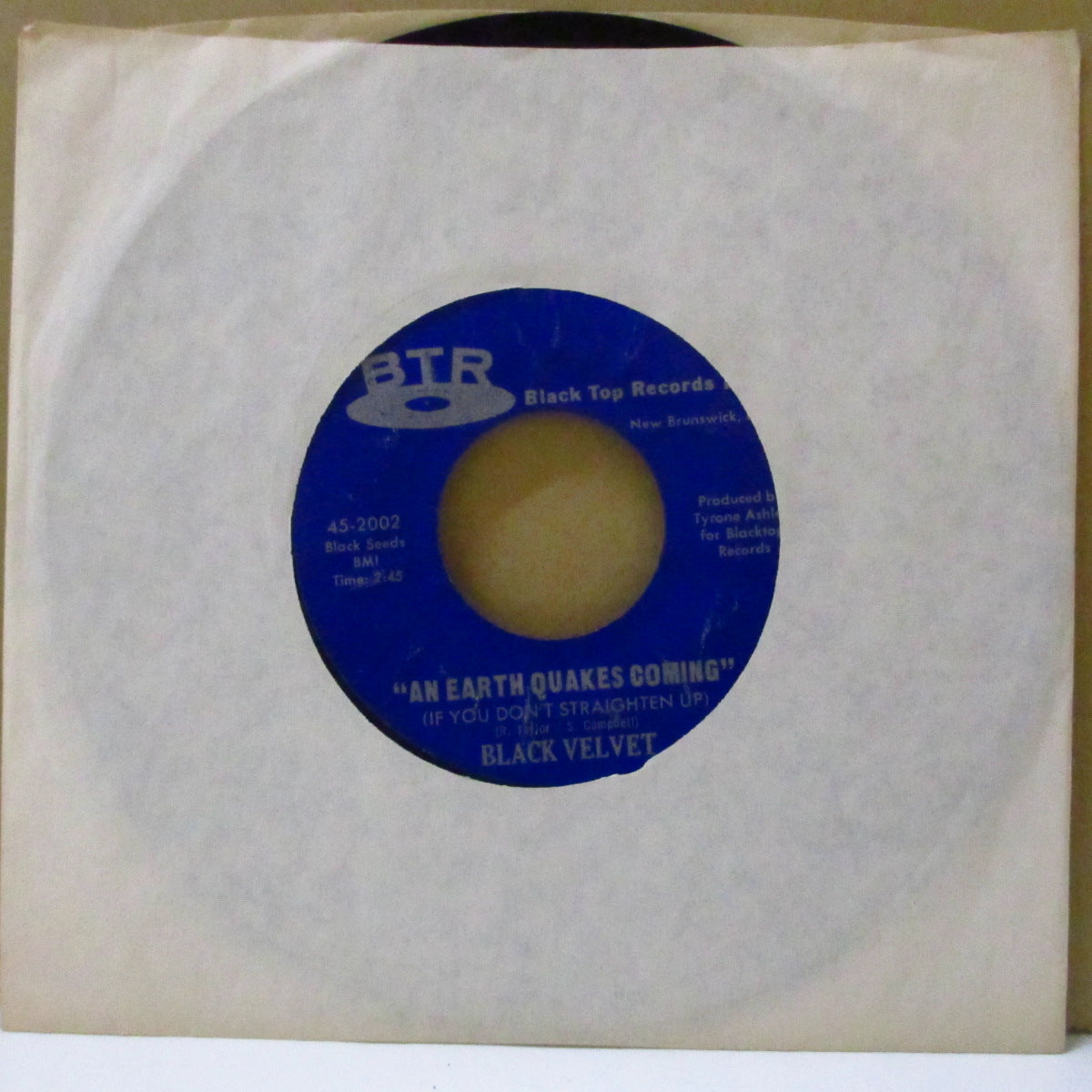 BLACK VELVET (ブラック・ヴェルヴェット) - An Earth Quakes Coming (If You Don't Straighten Up) (US '72 オリジナル 7インチ+当時の白スリーブ)鬼レア、シスター・ファンク!