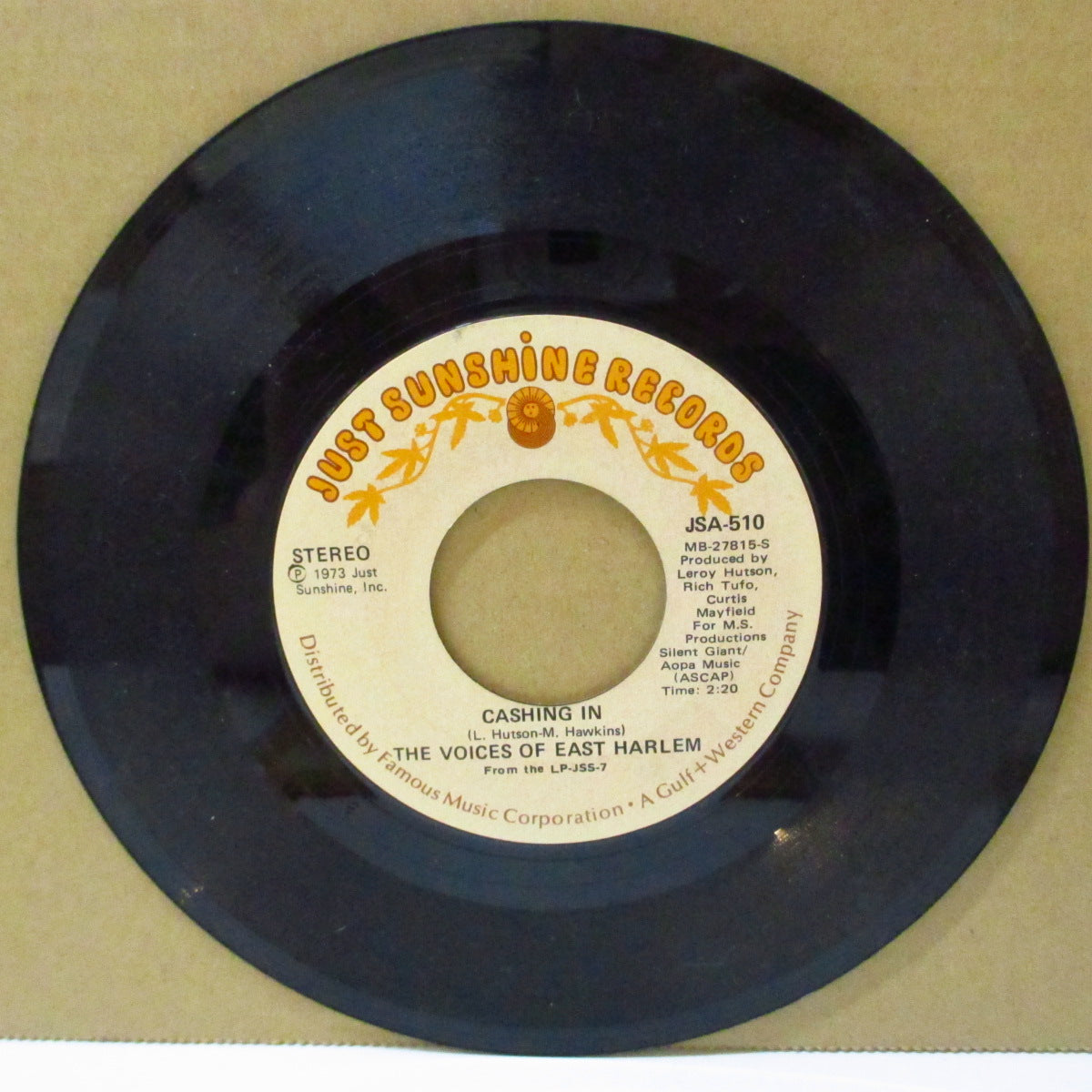 VOICE OF EAST HARLEM, THE (ザ・ヴォイス・オブ・イースト・ハーレム) - Cashing In (US '71オリジナル 7インチ)激レア、ファンキーポップ!