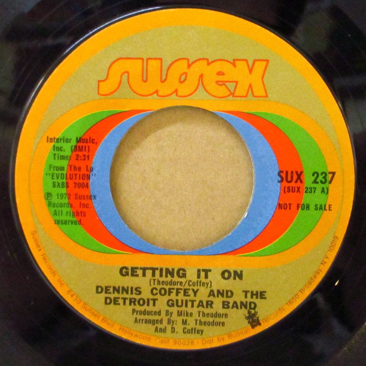 DENNIS COFFEY & THE DETROIT GUITAR BAND (デニス・コフィ) - Getting It On (US '72 プロモ・クレジット・ラベ・7インチ)ファンキー・ブレイクビーツ!