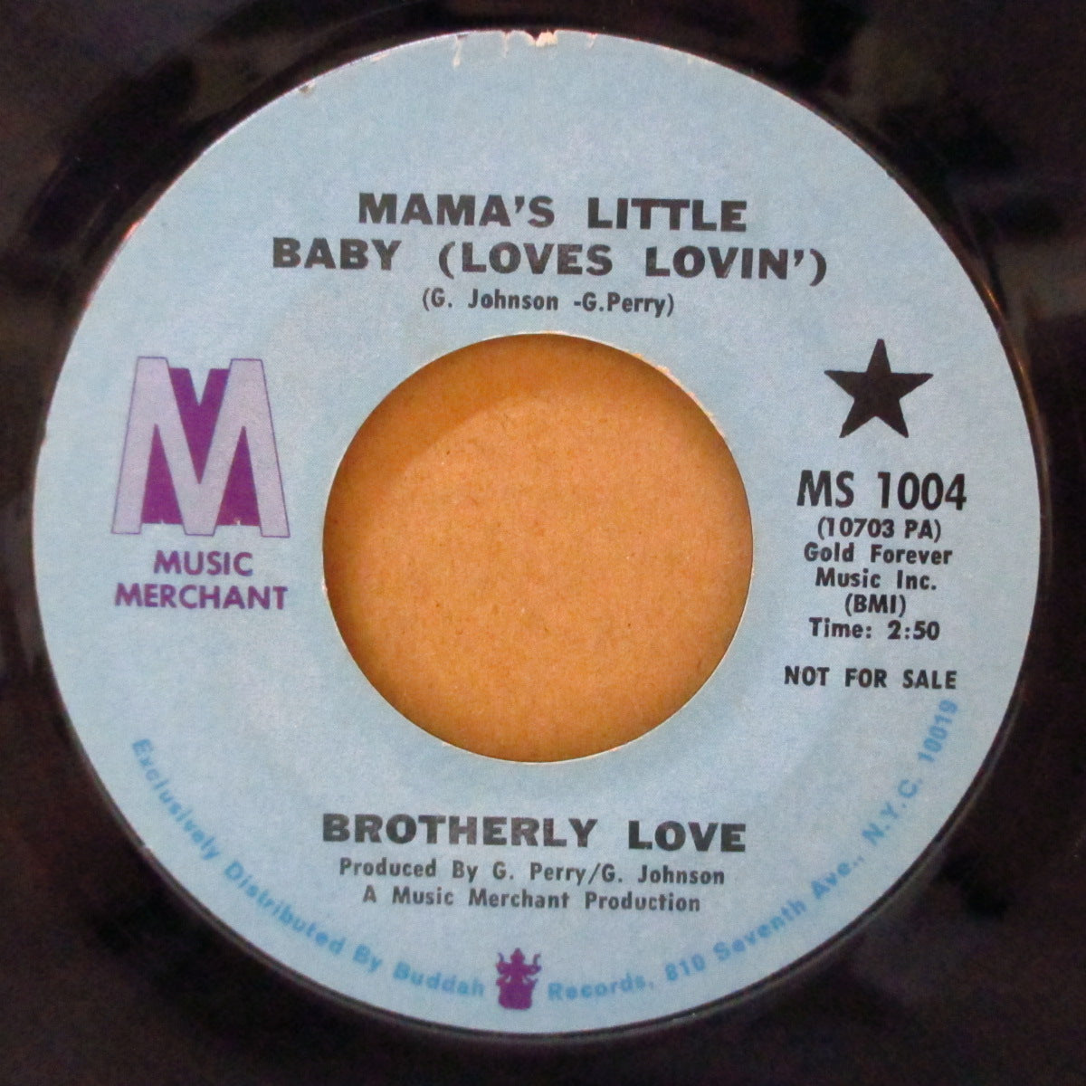 BROTHERLY LOVE (ブラザーリー・ラブ) - Mama's Little Baby (Loves Lovin') (US '72 プロモ・両面同曲 7インチ)ジャクソン5の親戚5人兄弟、ファンキーポップ!