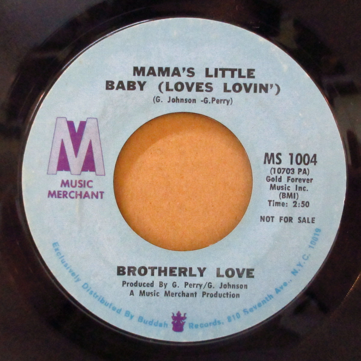 BROTHERLY LOVE (ブラザーリー・ラブ) - Mama's Little Baby (Loves Lovin') (US '72 プロモ・両面同曲 7インチ)ジャクソン5の親戚5人兄弟、ファンキーポップ!