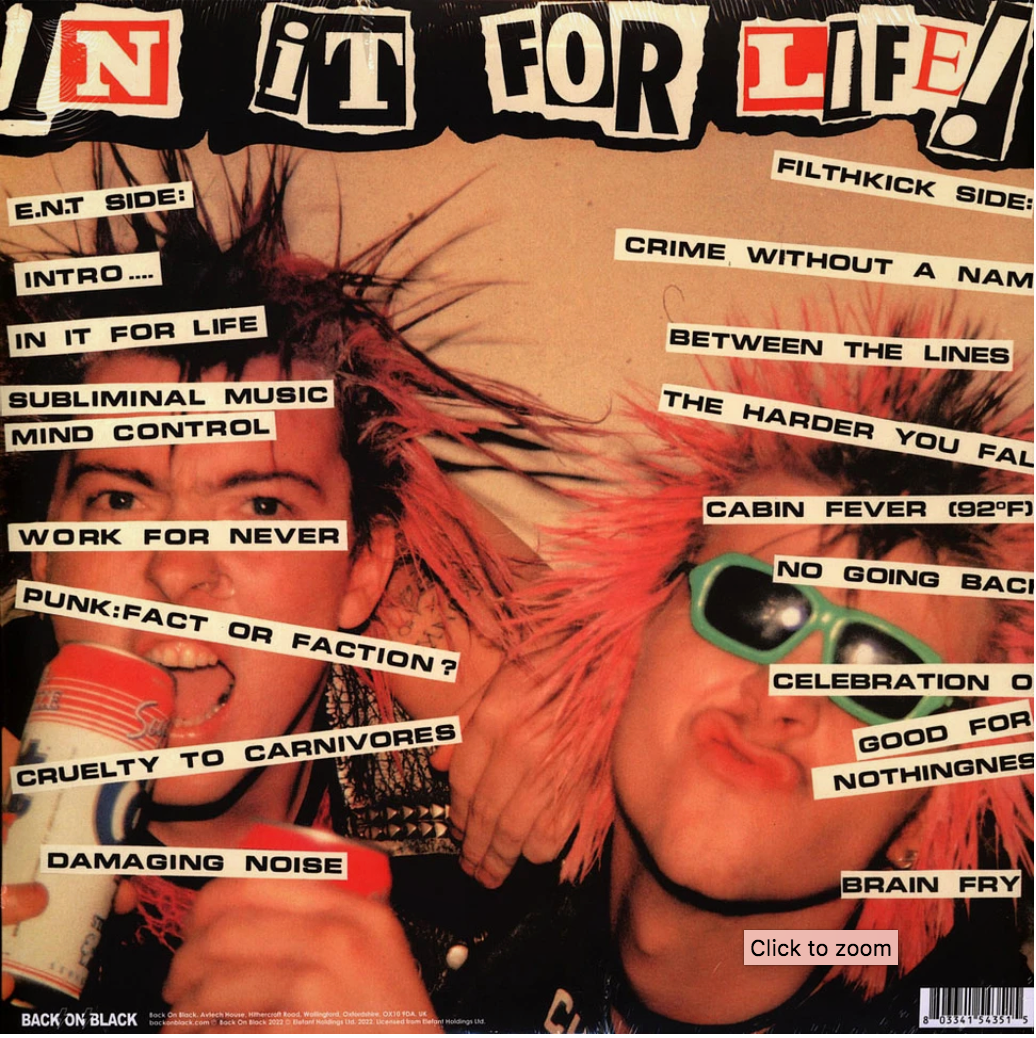 EXTREME NOISE TERROR / FILTH KICK (エクストリーム・ノイズ・テラー / フィルスキック) - In It For Life (UK 限定再発「クリアヴァイナル」LP/ New)