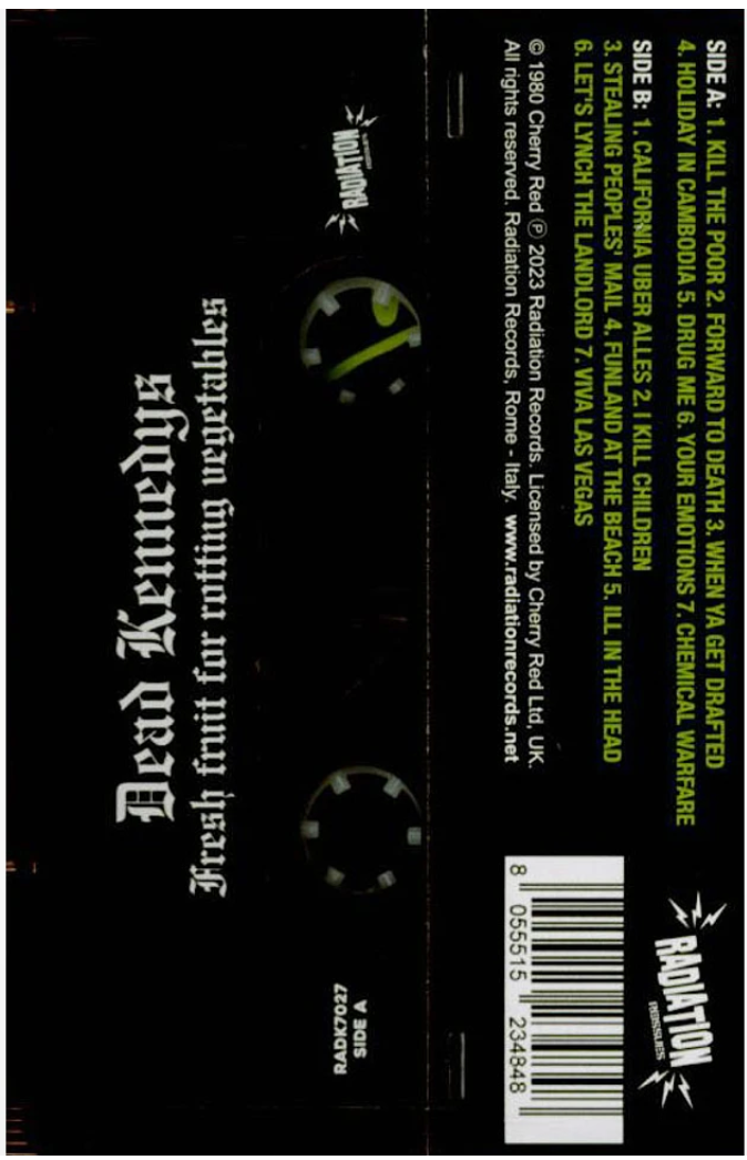 DEAD KENNEDYS (デッド・ケネディーズ) - Fresh Fruit For Rotting Vegetables (Italy 「正規」限定再発 カセット / New) 1980年衝撃のデビューアルバム !