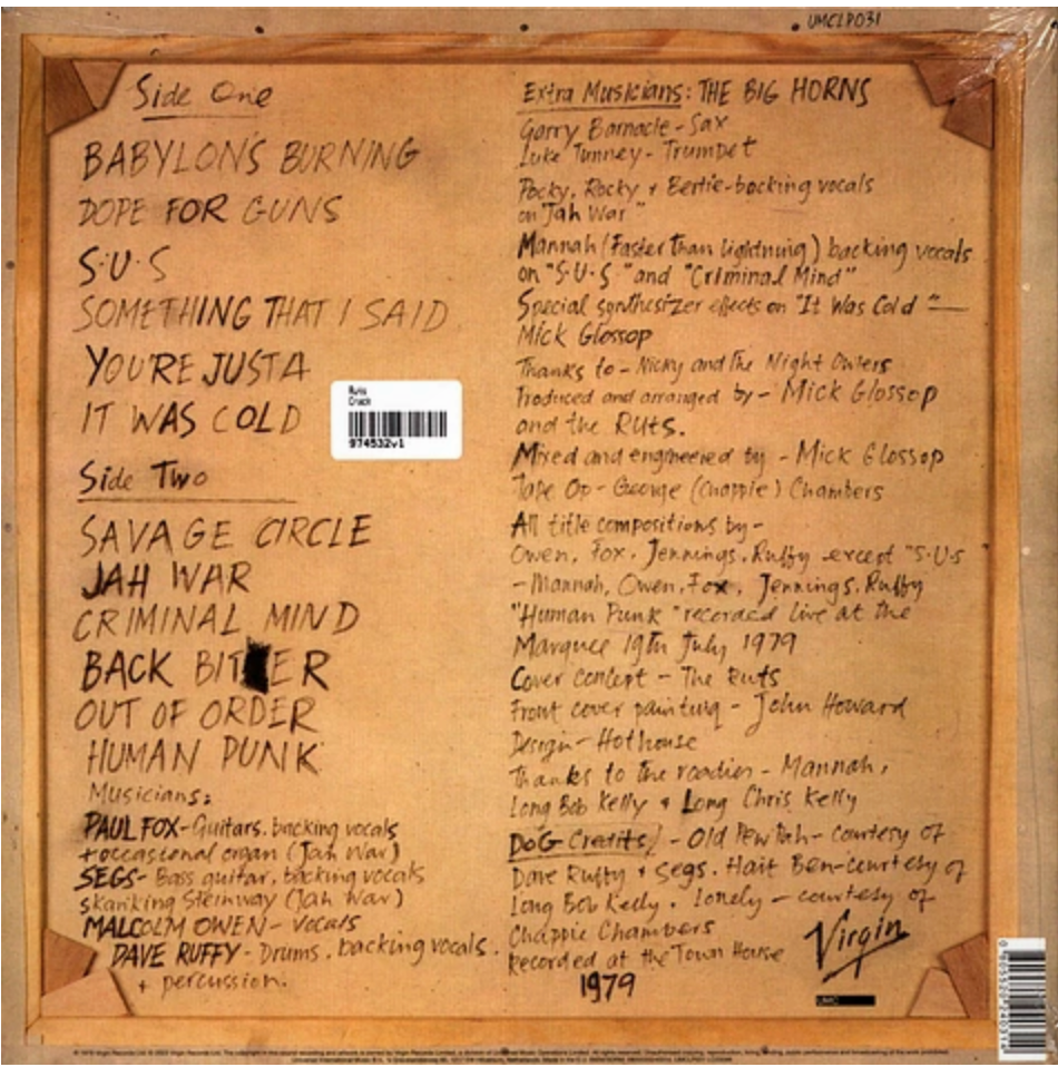 RUTS (ラッツ) - The Crack (EU 「正規」限定プレス再発 LP/ New) '79年ファーストアルバム !