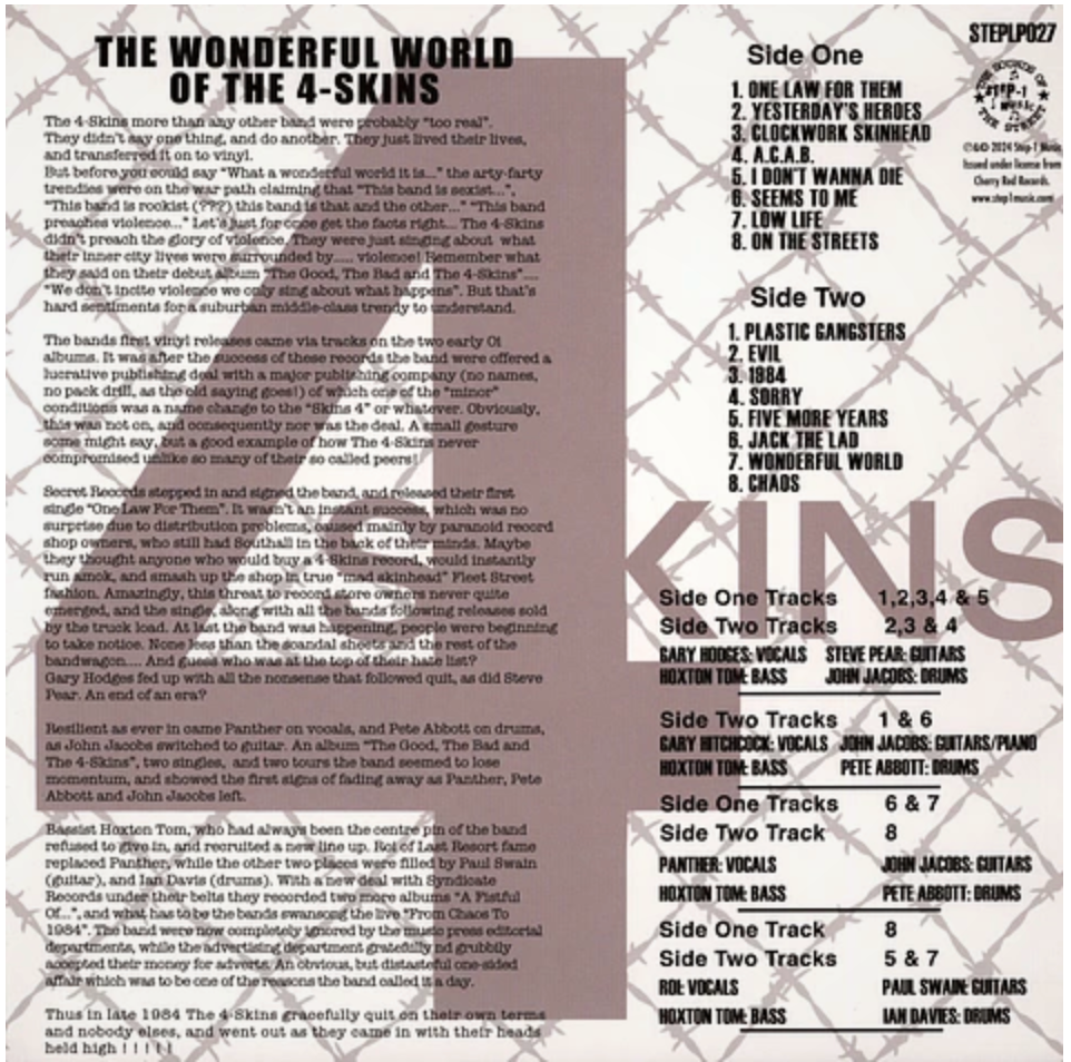 4 SKINS, THE (ザ・フォー・スキンズ) - The Wonderful World Of The 4 Skins (UK 200枚限定再発 160g「ブラッドレッドヴァイナル」LP/ New)