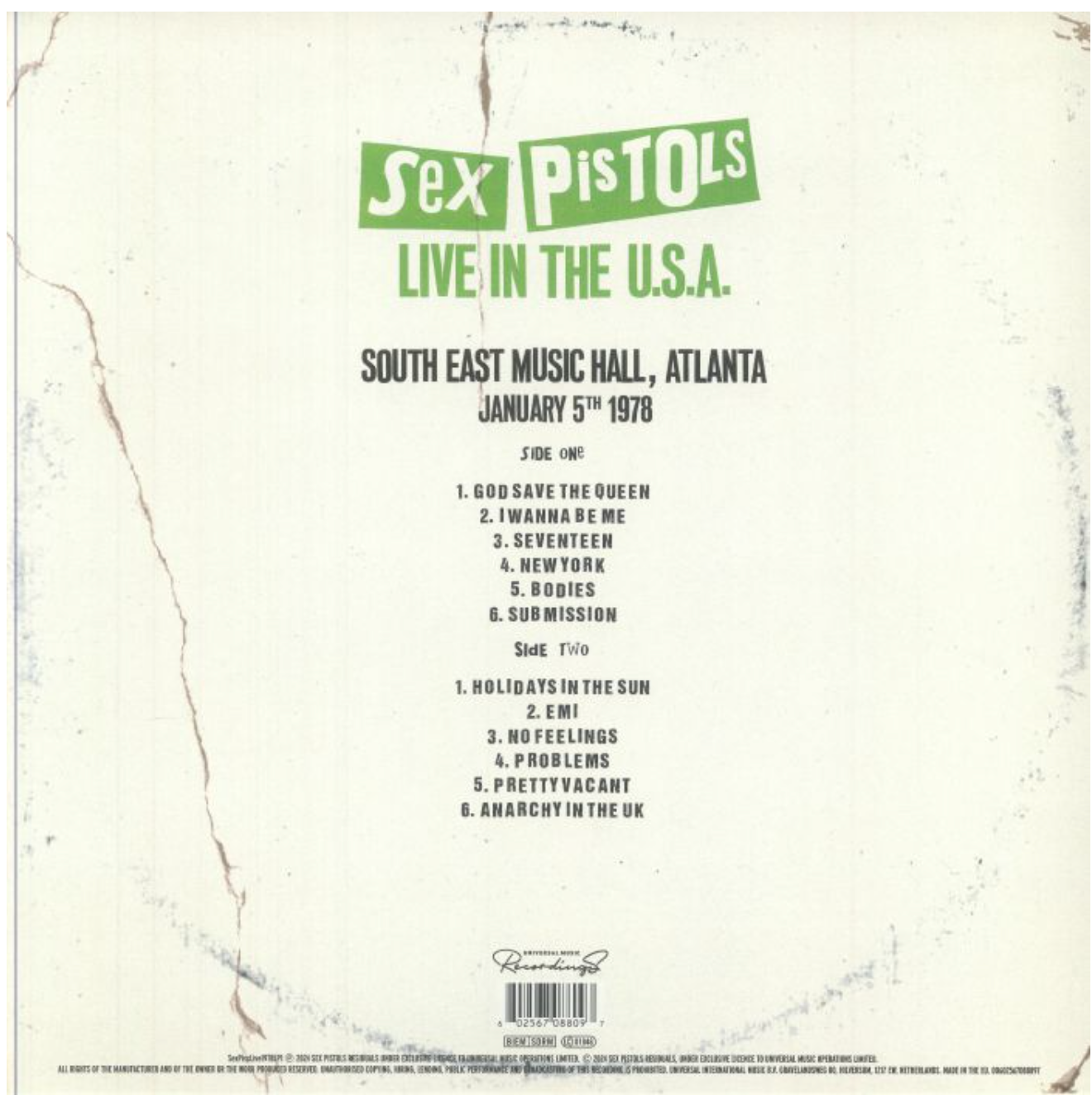 SEX PISTOLS (セックス・ピストルズ) - Live in the USA 1978 – Atlanta (EU 限定プレス「レッドヴァイナル」LP/ New)全米ツアー3公演作「第一弾」!