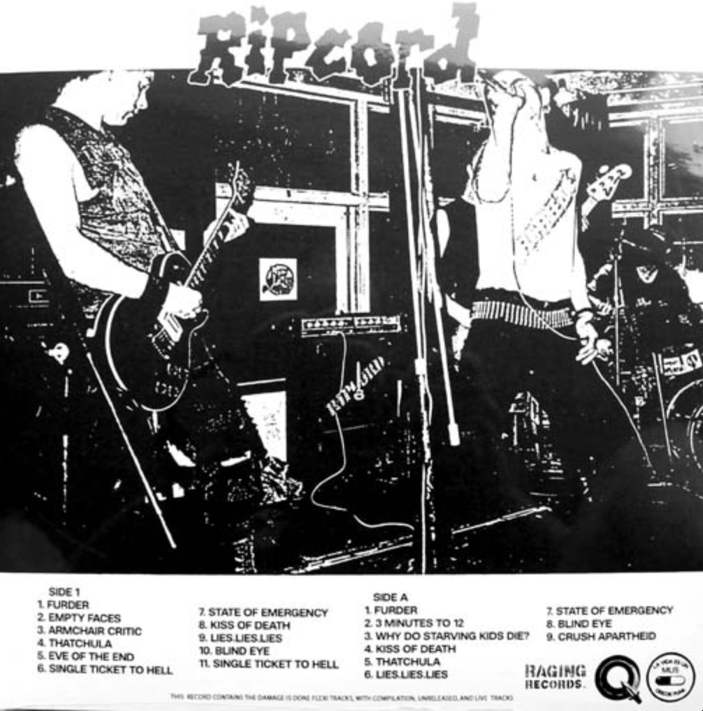 RIPCORD (リップコード) - The Damage Is Done L.P. (UK正規再発「限定ブラックヴァイナル」LP/New) 16頁ブックレット付き。