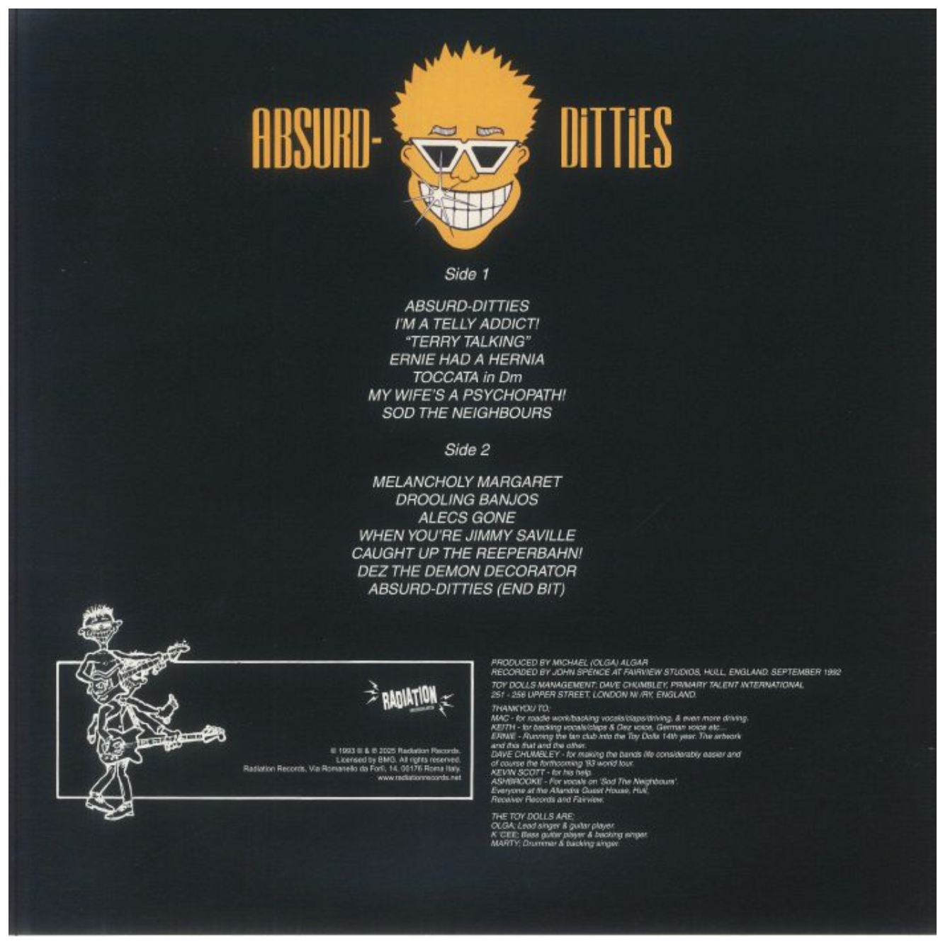 TOY DOLLS (トイ・ドールズ) - Absurd Ditties (Italy 正規再発「ブラックヴァイナル」LP/ New) '93年7th アルバム!