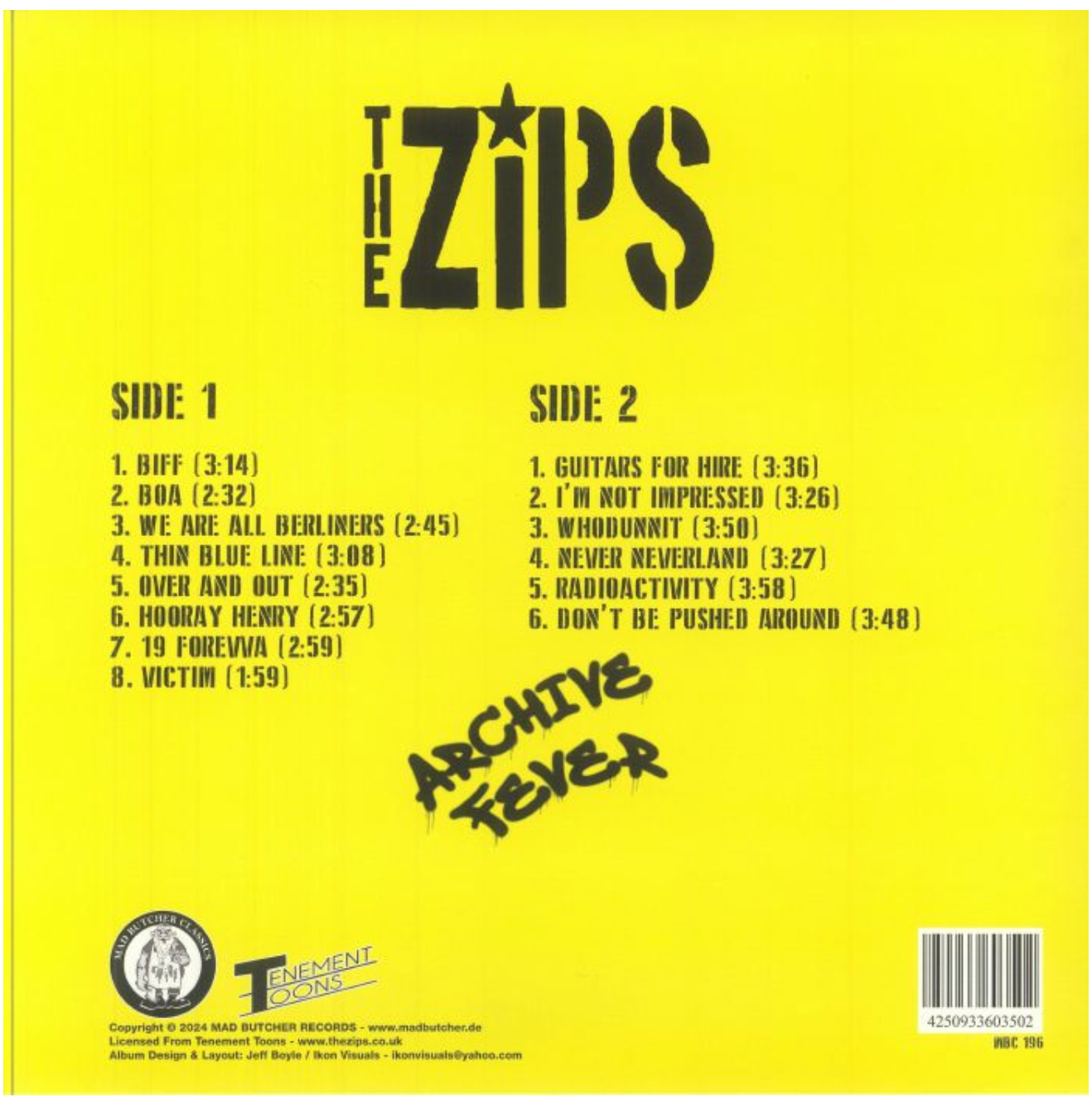 ZIPS, THE (ザ ・ジップス) - Archive Fever : Now-2002 / 1980-78 (German 限定プレス LP/ New)