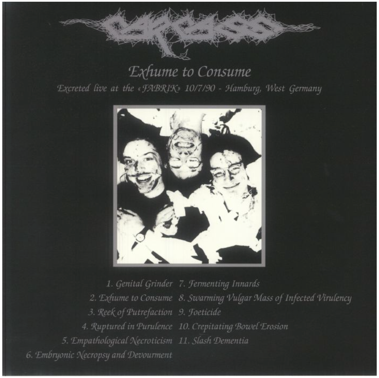 CARCASS (カーカス) - Exhume To Consume (EU 限定プレス再発 LP/ New) '90年7月ハンブルクでの名作ライブ盤!