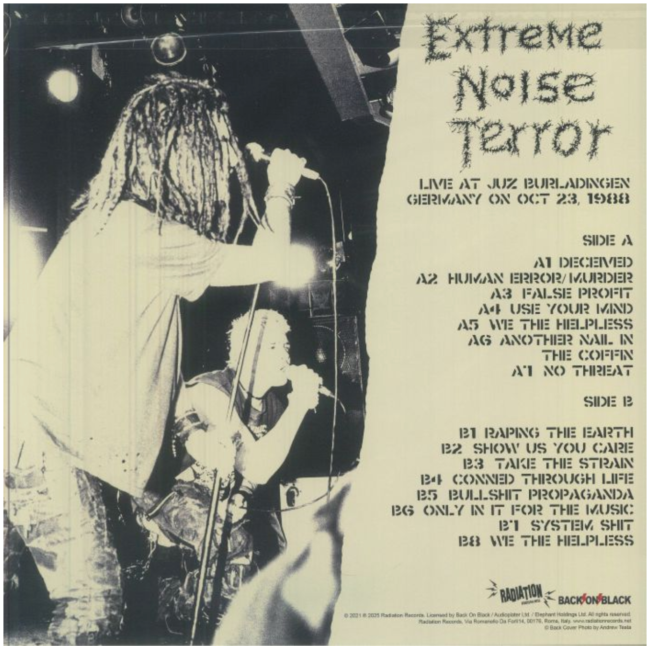 EXTREME NOISE TERROR (エクストリーム・ノイズ・テラー) - Burladingen 88 (Italy 正規再発「限定ブラックヴァイナル」LP/ New) ポスター付き !