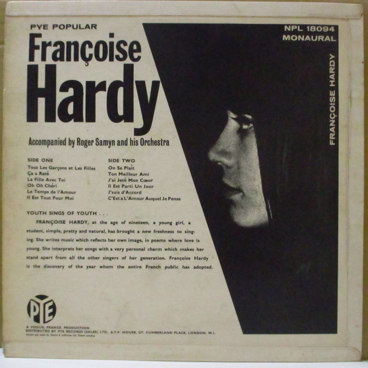 FRANCOISE HARDY (フランソワーズ・アルディ) - Francoise Hardy (UKオリジナル・モノラル LP)'62年18歳時デビューアルバム