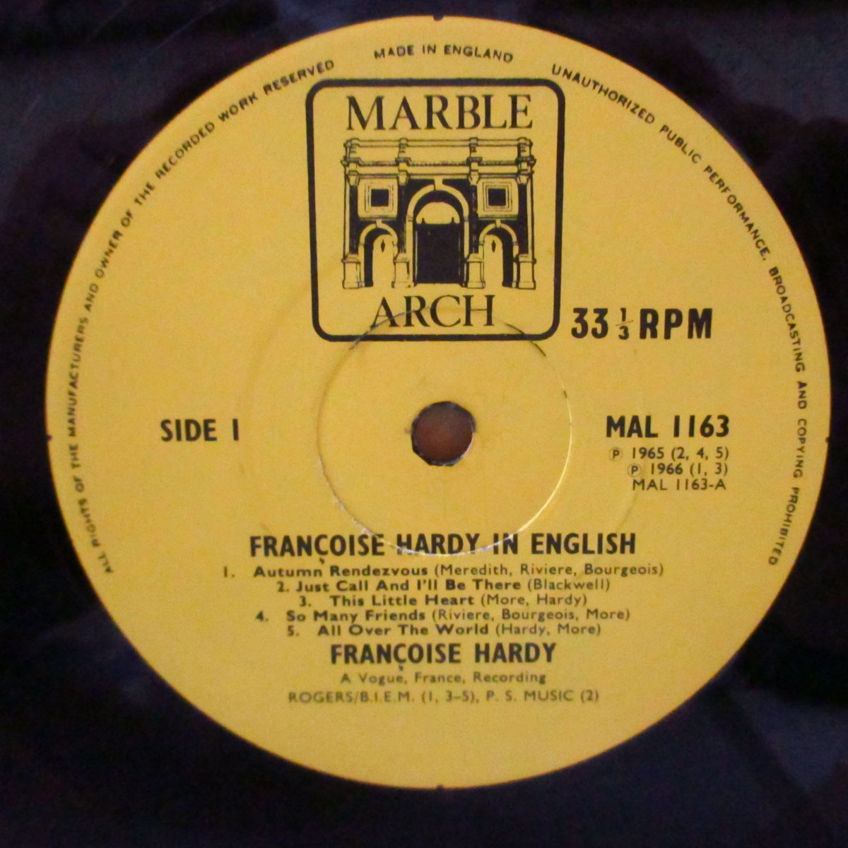 FRANCOISE HARDY (フランソワーズ・アルディ) - Francoise Hardy In English (UK '69 独自再発 モノラル LP/表面コーティング折り返しジャケ) '66年英語曲アルバムの内容違い