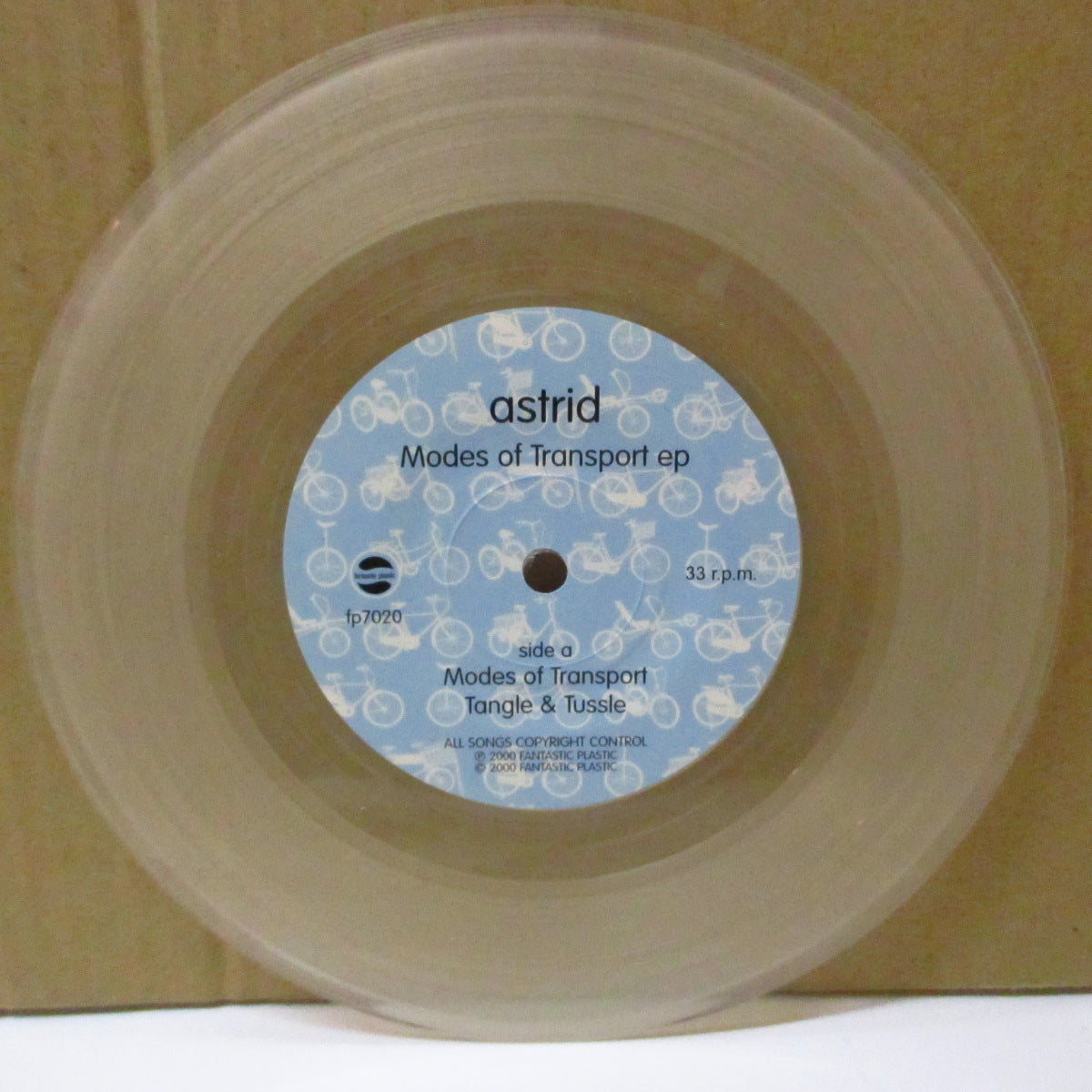 ASTRID (アストリッド) - Modes Of Transport EP (UK 500枚限定クリアヴァイナル 7インチ-EP+マット固紙ジャケ, レアステッカー付きPVC) '98年EP