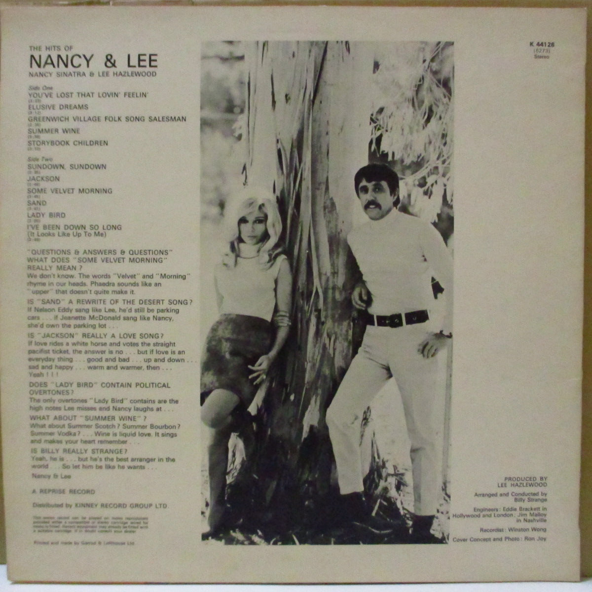 NANCY SINATRA & LEE HAZLEWOOD (ナンシー・シナトラ & リー・ヘイズルウッド) - Nancy & Lee (UK '71「ワーナーロゴ無しラベ」再発ステレオ LP) '68年共演名義1作目