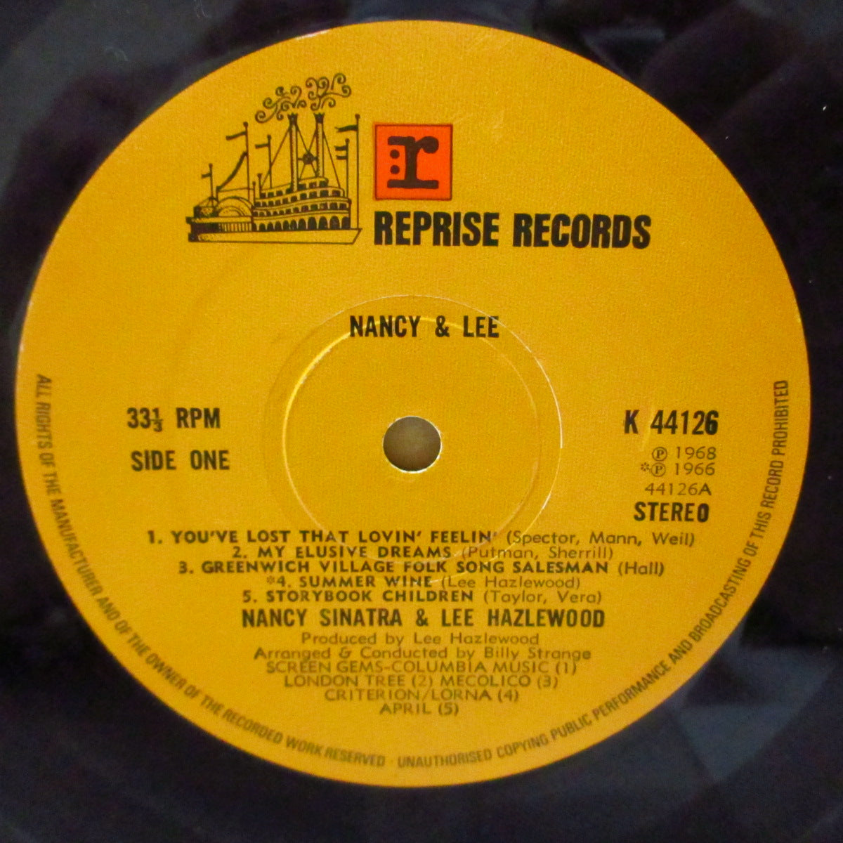 NANCY SINATRA & LEE HAZLEWOOD (ナンシー・シナトラ & リー・ヘイズルウッド) - Nancy & Lee (UK '71「ワーナーロゴ無しラベ」再発ステレオ LP) '68年共演名義1作目