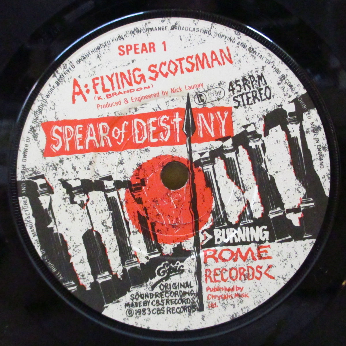SPEAR OF DESTINY (スピア・オブ・ディスティニー) - Flying Scotsman (UK オリジナル 7インチ+光沢固紙ジャケ) '83年シングル