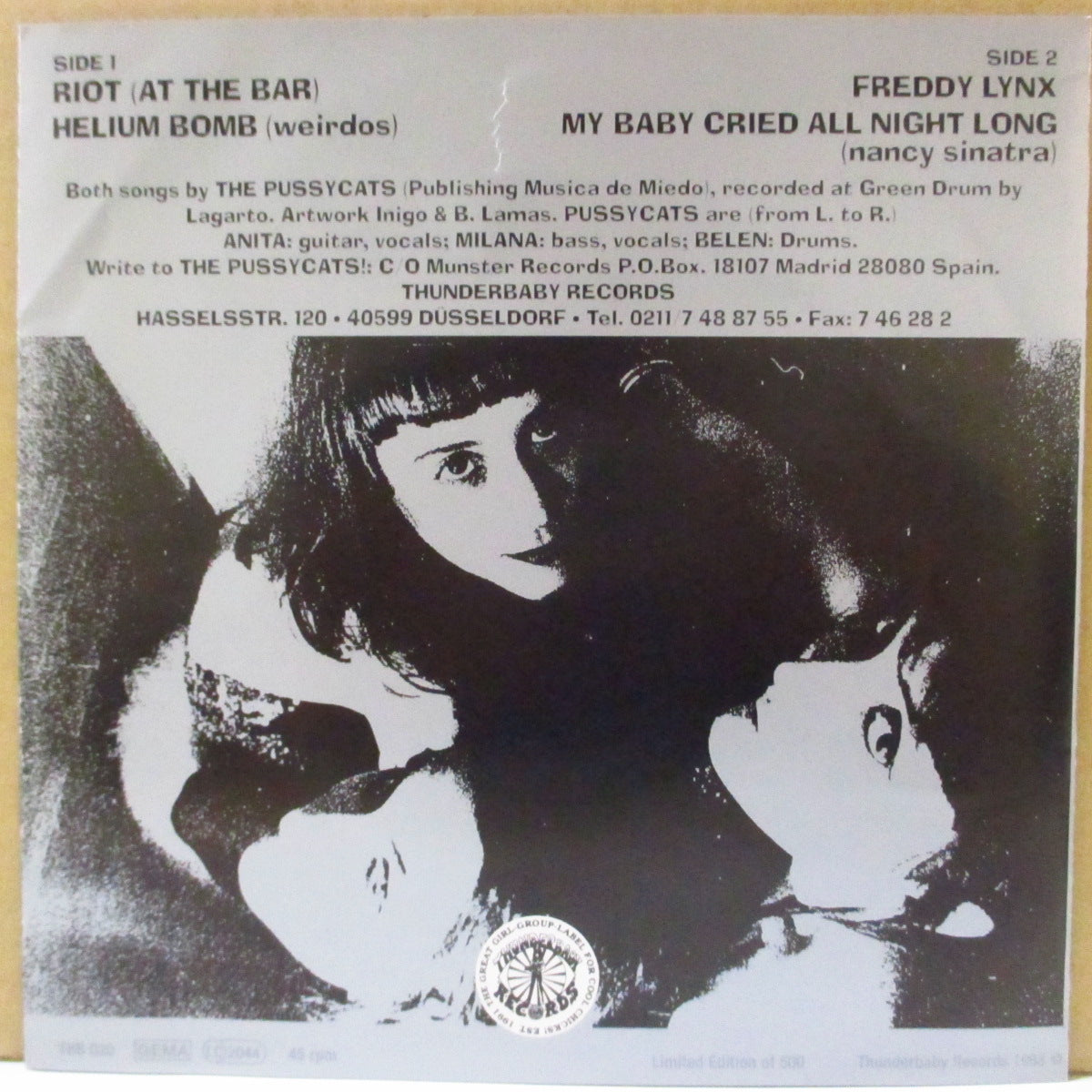 PUSSYCATS (プッシーキャッツ) - S.T. - EP (German '98 限定4曲入り「白盤」 7インチ+ステッカー, カタログ/光沢ソフト紙ジャケ)