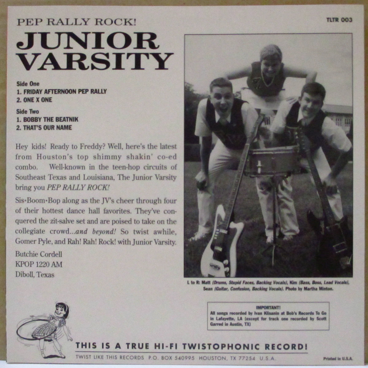 JUNIOR VARSITY (ジュニア・ヴァーシティ) - Pep Rally Rock! (US '97 オリジナル4曲入り 7インチ/光沢固紙ジャケ)