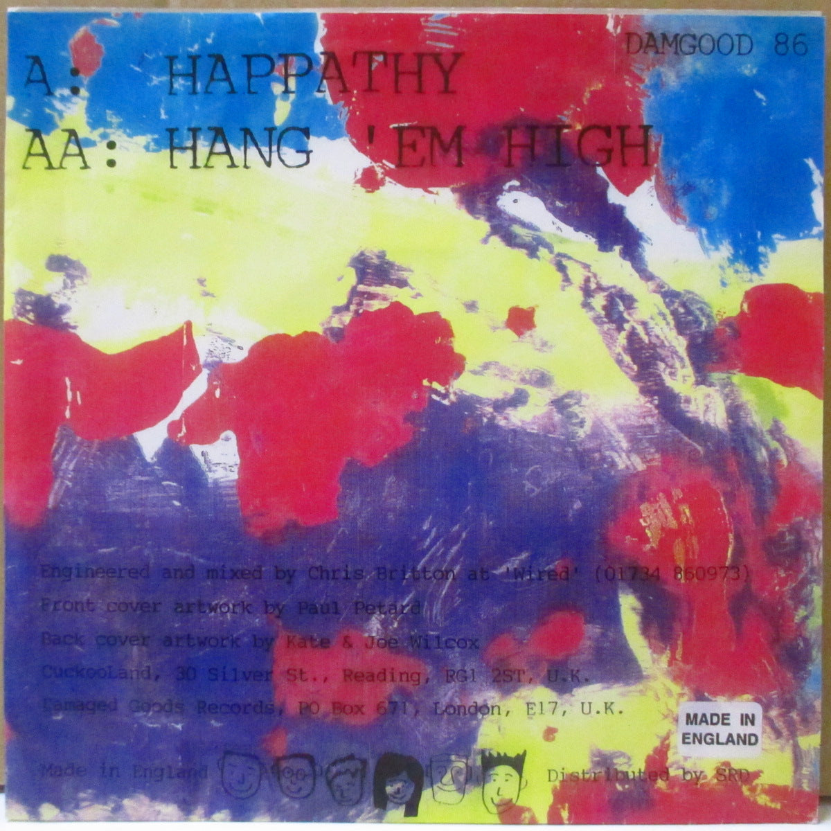 CUCKOOLAND (クックーランド) - Happathy (UK オリジナル 7インチ+光沢ソフト紙ジャケ) '96年シングル
