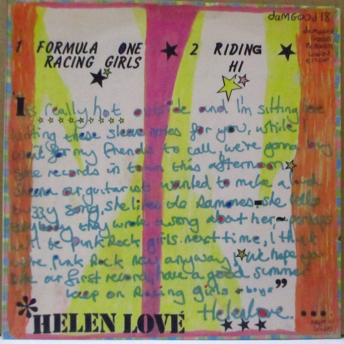 HELEN LOVE (ヘレン・ラヴ) - Fomula One Racing Girls (UK オリジナル「黒盤」 7インチ+光沢ソフト紙ジャケ) '93年シングル