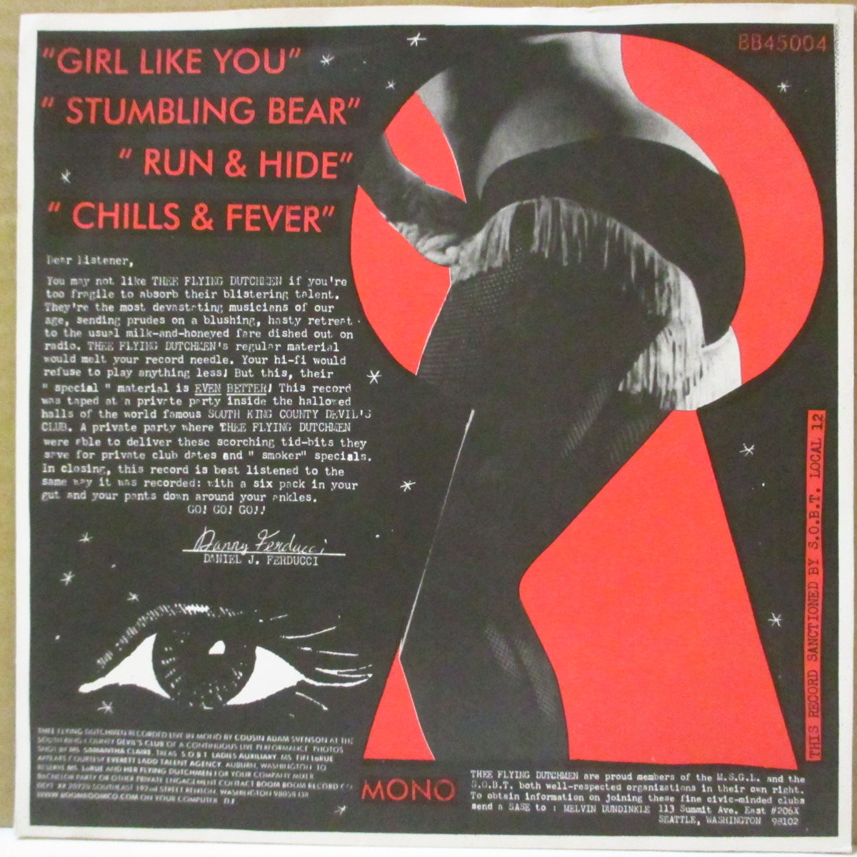 FLYING DUTCHMEN, THE (ザ・フライング・ダッチメン) - Live Devil's Club (US '03 オリジナル4曲入り 7インチ/マット固紙ジャケ)