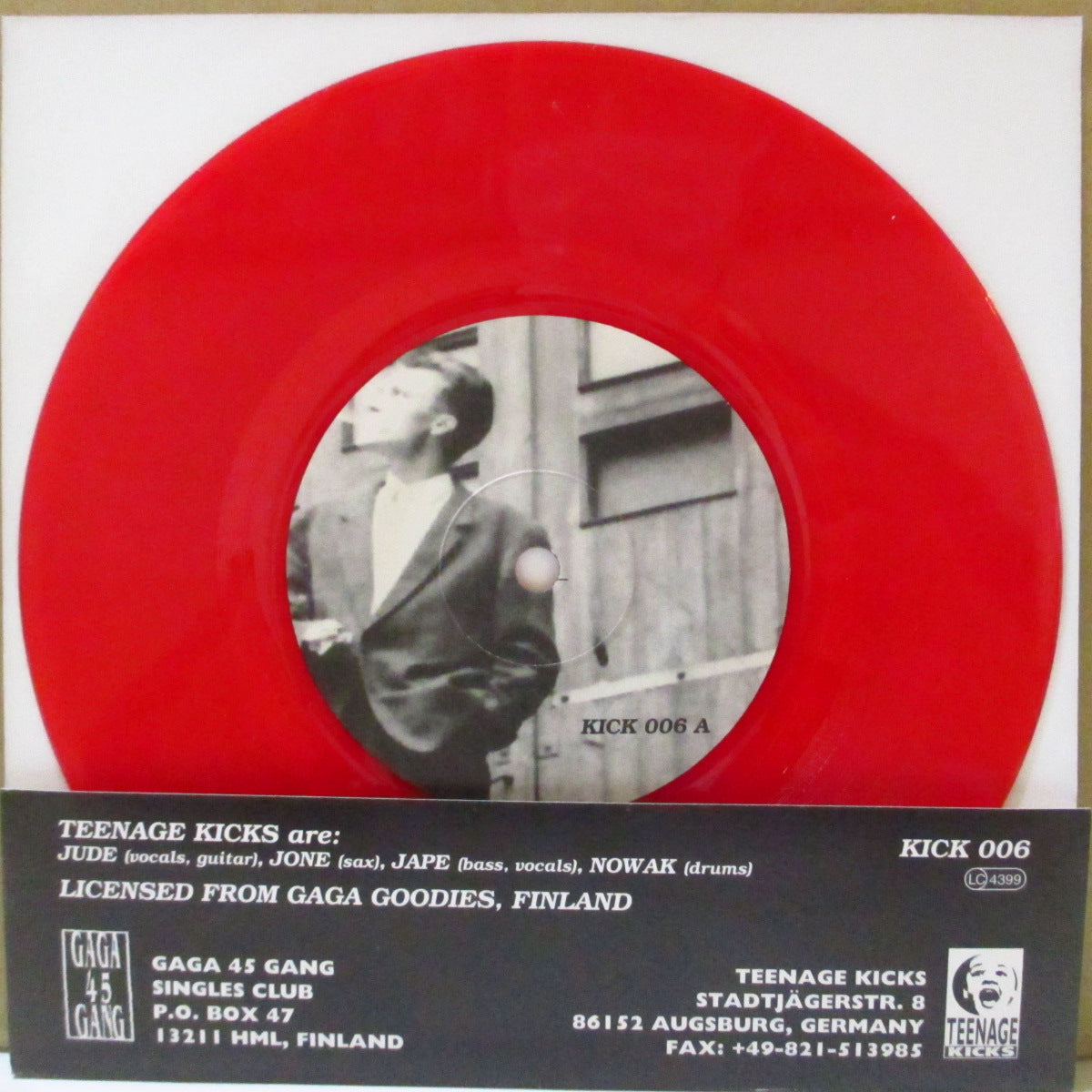 TEENAGE KICKS (ティーンエイジ・キックス) - Call Me On The Phone (German '95 限定555枚「赤盤」 7インチ/ナンバリング入り光沢ソフト紙ジャケ)