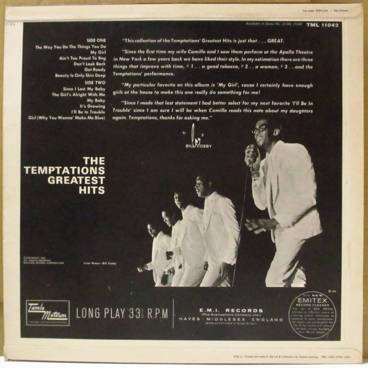 TEMPTATIONS, THE (ザ・テンプテーションズ) - Greatest Hits (UK '67 オリジナル・モノラル LP/ 英独自デザイン、表面コーティング3面折り返しジャケ)初のベスト全12曲