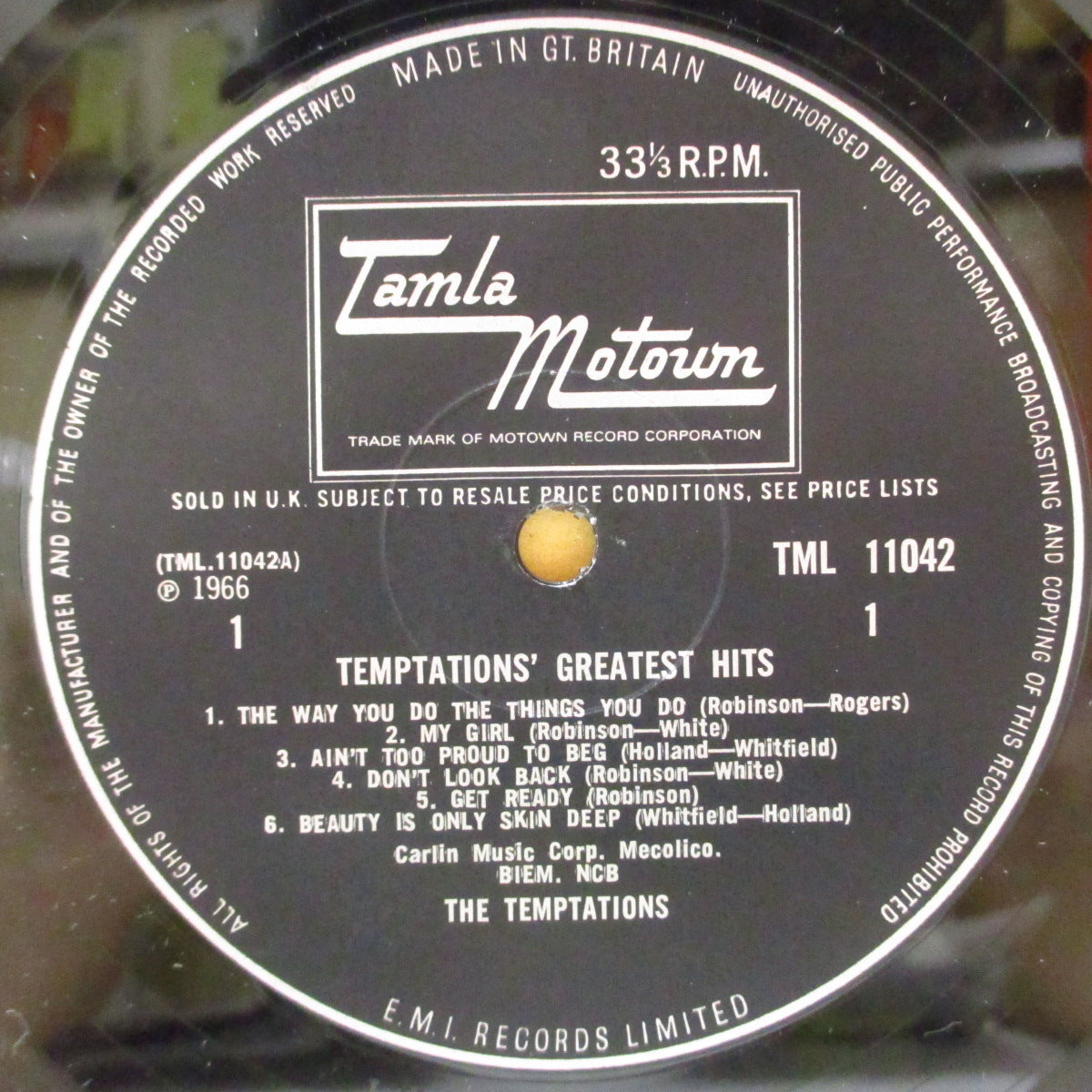 TEMPTATIONS, THE (ザ・テンプテーションズ) - Greatest Hits (UK '67 オリジナル・モノラル LP/ 英独自デザイン、表面コーティング3面折り返しジャケ)初のベスト全12曲