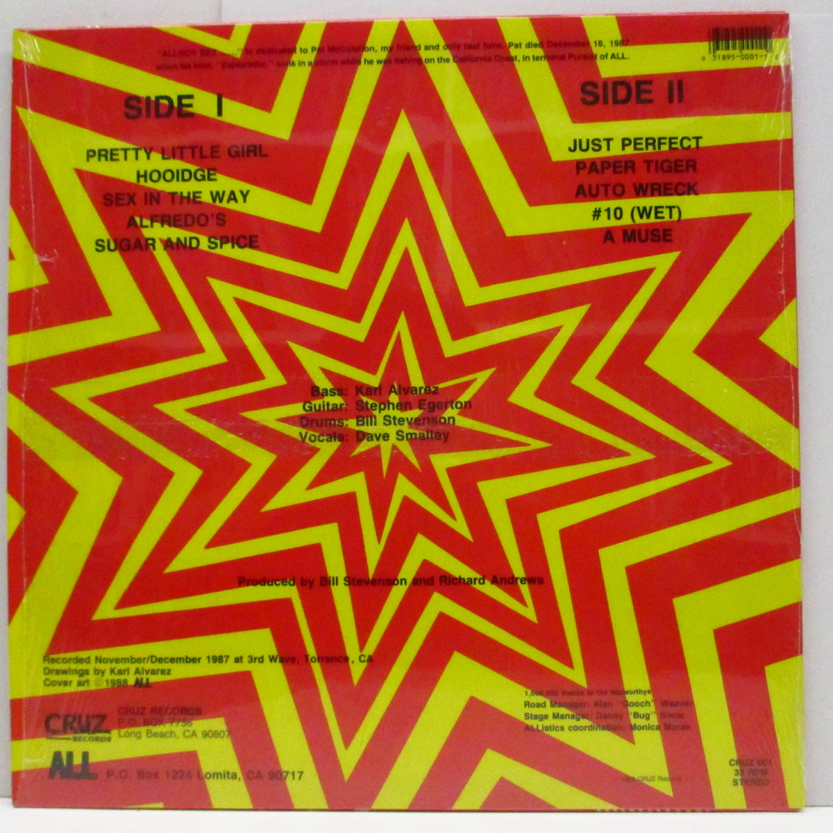 ALL (オール) - Allroy Sez .....(US 90's 再発 LP) '88年ファースト!