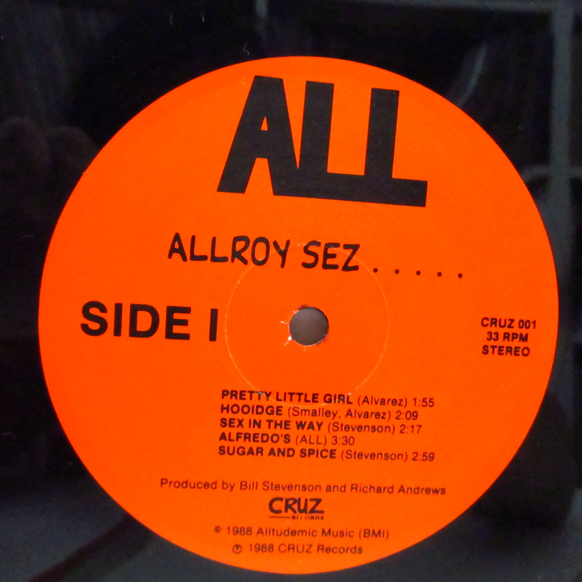 ALL (オール) - Allroy Sez .....(US 90's 再発 LP) '88年ファースト!