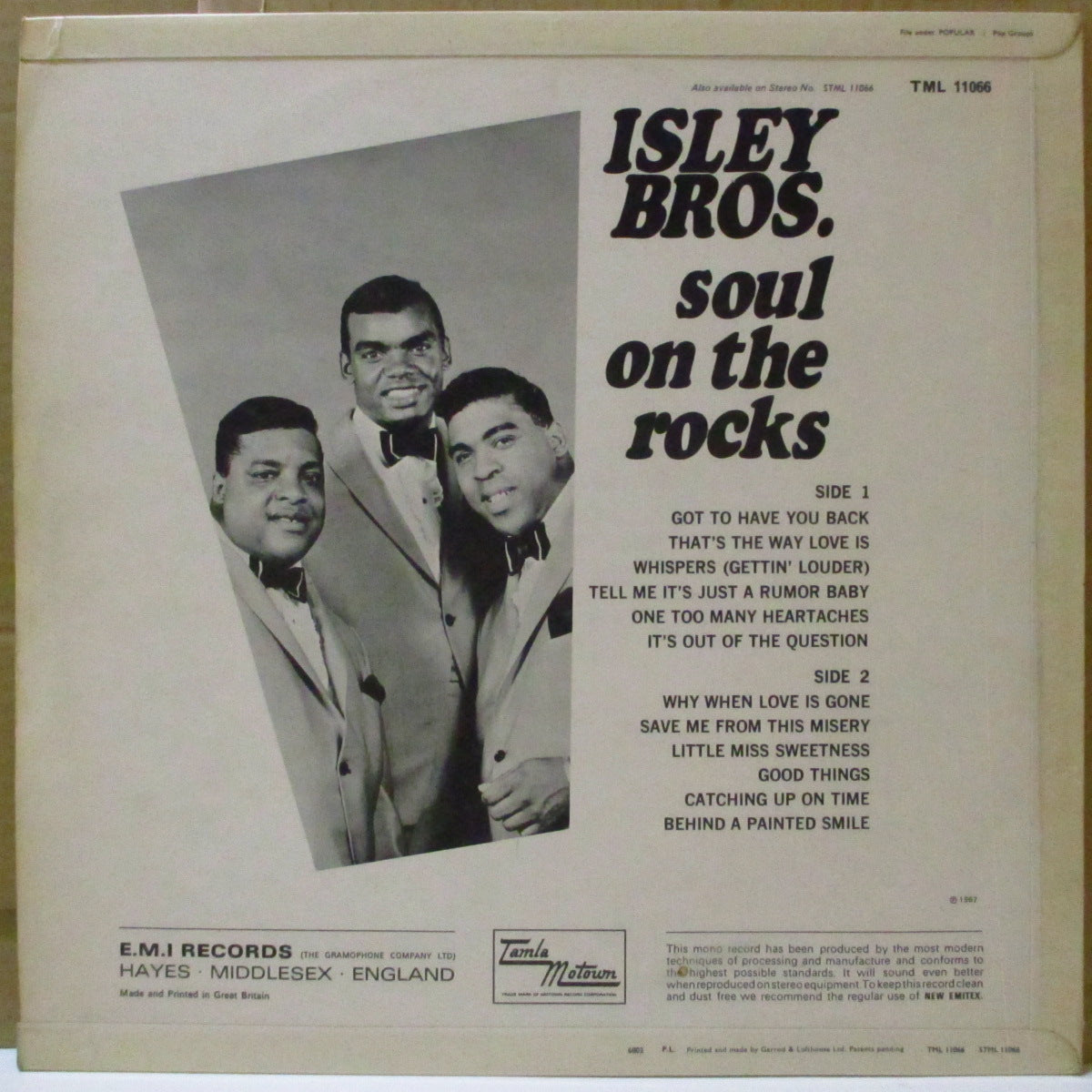 ISLEY BROTHERS (アイズレー・ブラザーズ) - Soul On The Rocks (UK '68 オリジナル・モノラル LP/表面コーティング折り返しジャケ)