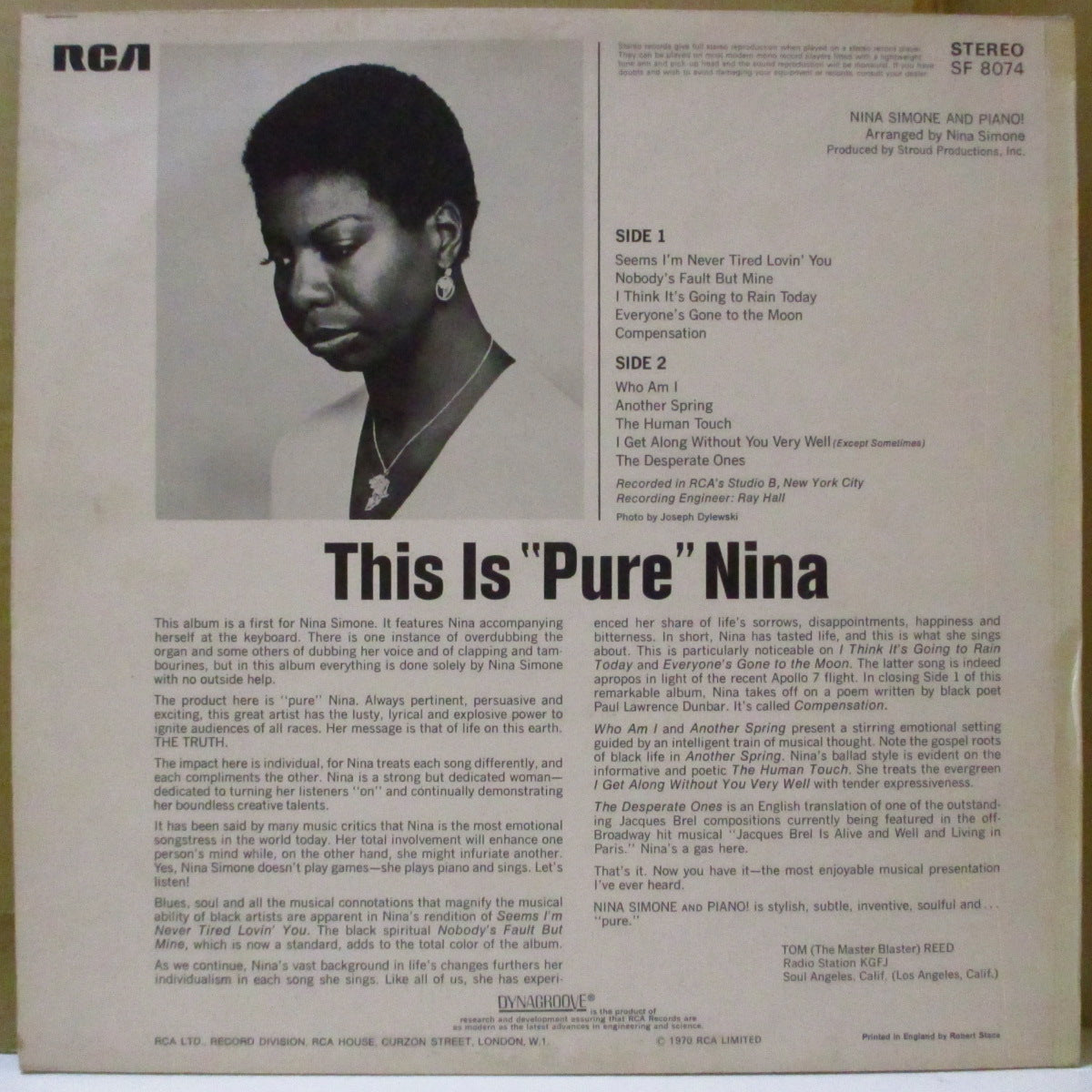 NINA SIMONE (ニーナ・シモン) - Nina Simone And Piano! (UK '70 オリジナル・ステレオ LP/表面コーティング・ジャケ)近年稀な奇跡の美品!