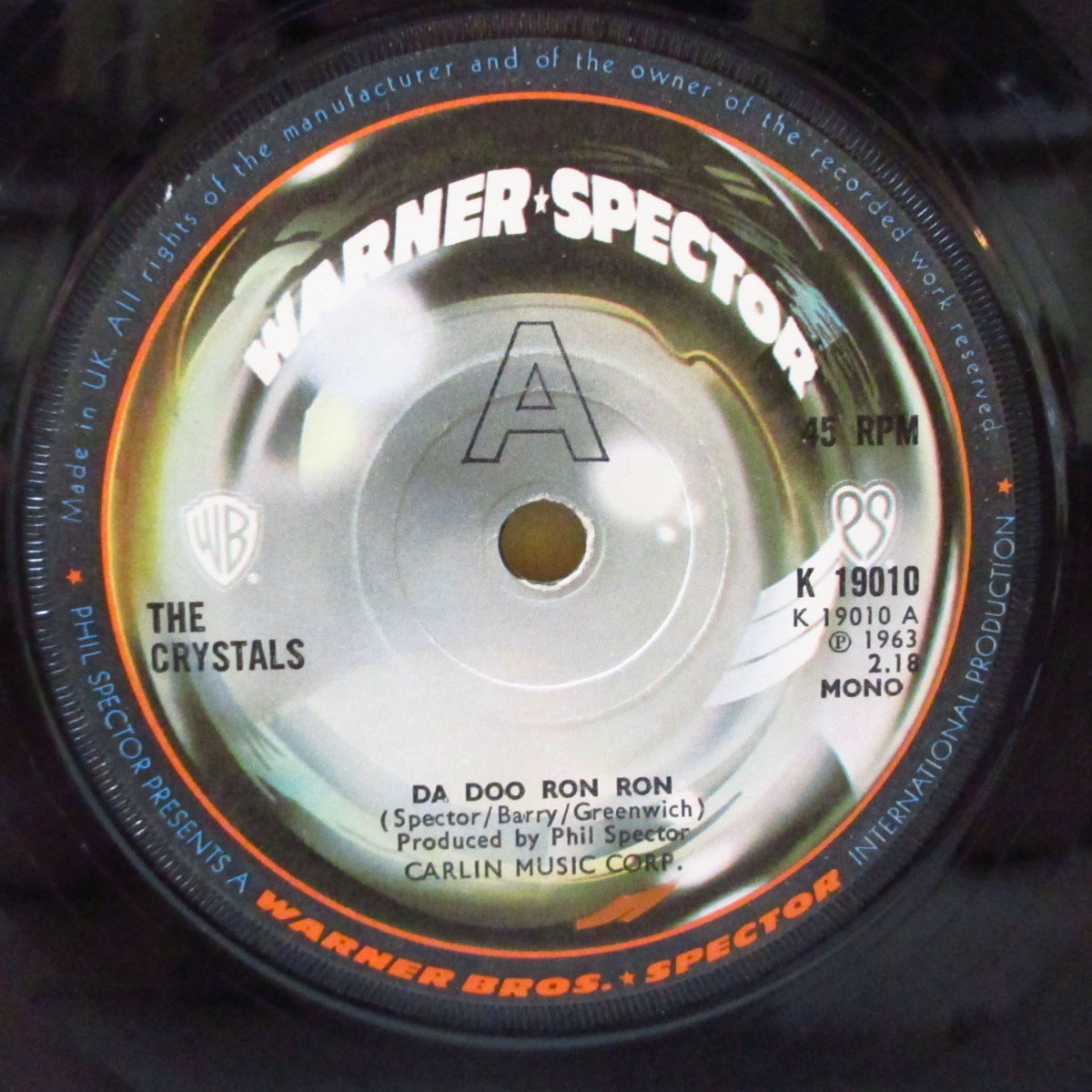 CRYSTALS, THE (ザ・クリスタルズ) - Da Doo Ron Ron (UK '74 再発「ソリッドセンター黒盤」モノラル 7インチ)フィル・スペクター'63年名曲カップリング!