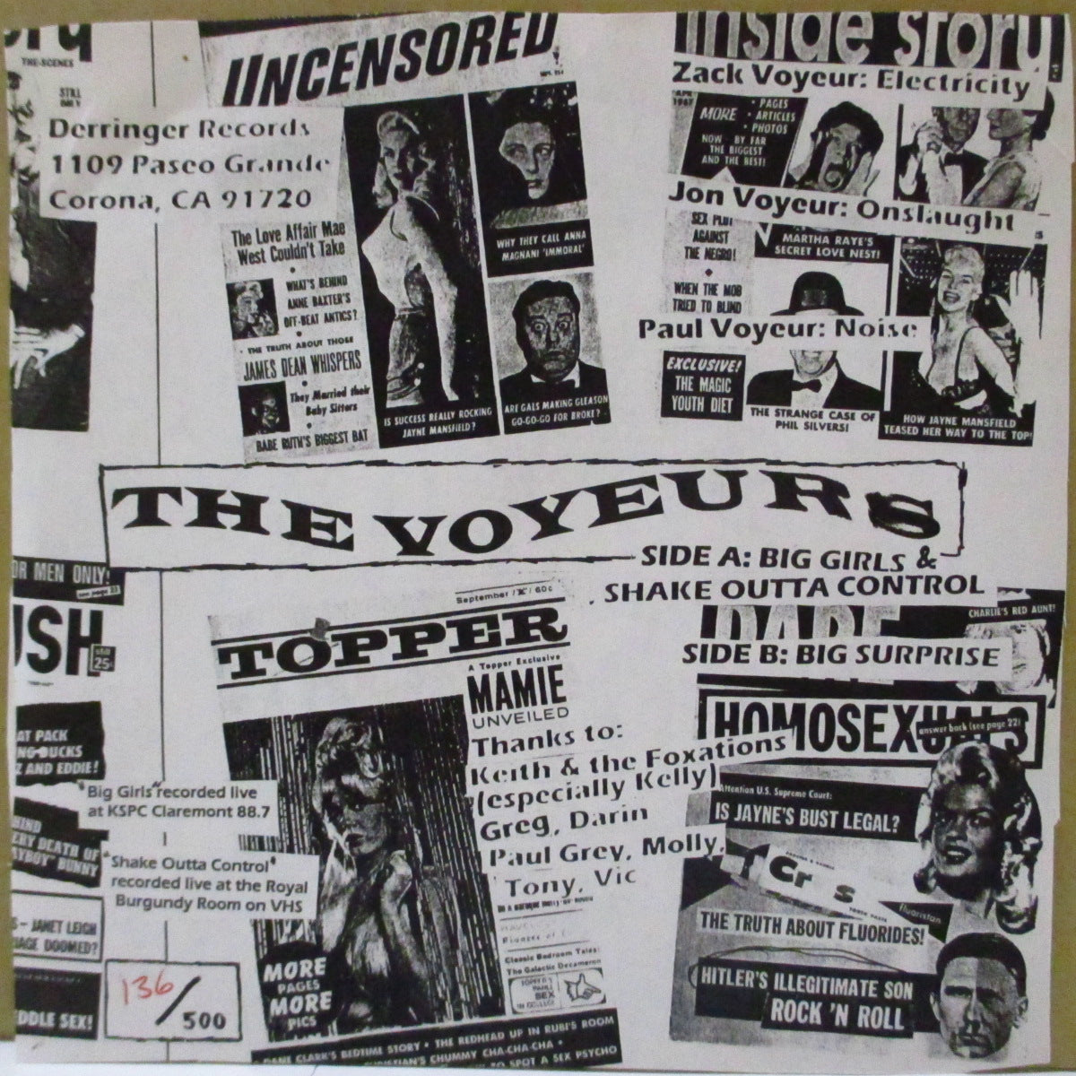 VOYEURS, THE (ザ・ヴォワヤーズ) - Big Girls (US '97 限定500枚片面 7インチ/ナンバリング入りマットソフト紙ジャケ)