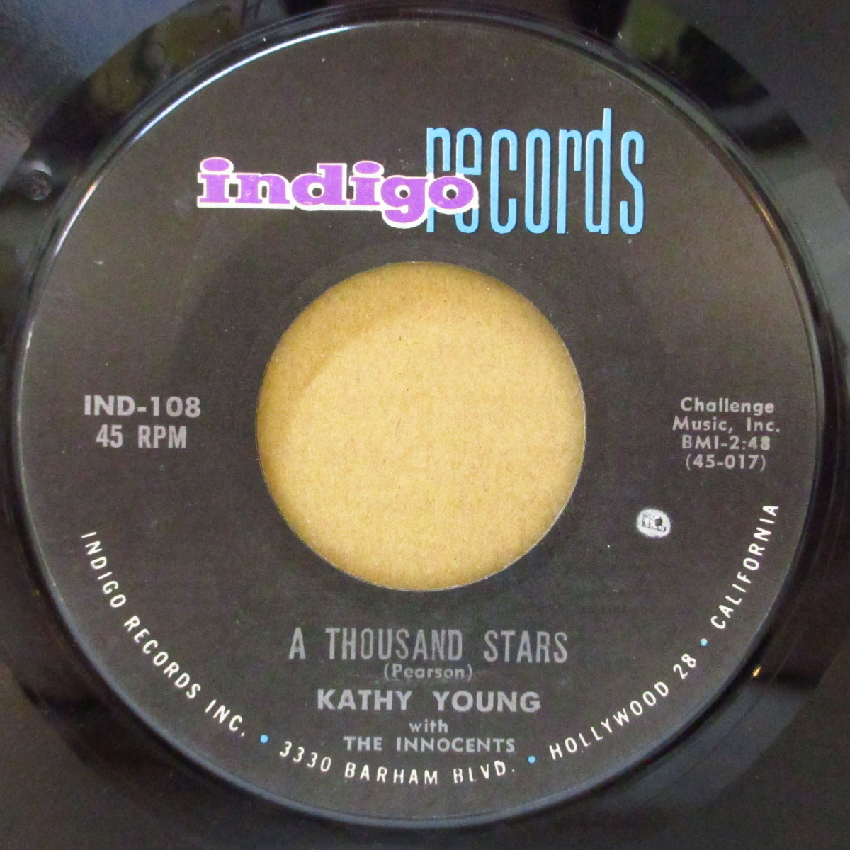 KATHY YOUNG & THE INNOCENTS (キャシー・ヤング & ジ・イノセンツ) - A Thousand Stars (US '60 セカンドプレス「カラー横長ロゴ」7インチ)極上ティーンバラッド!