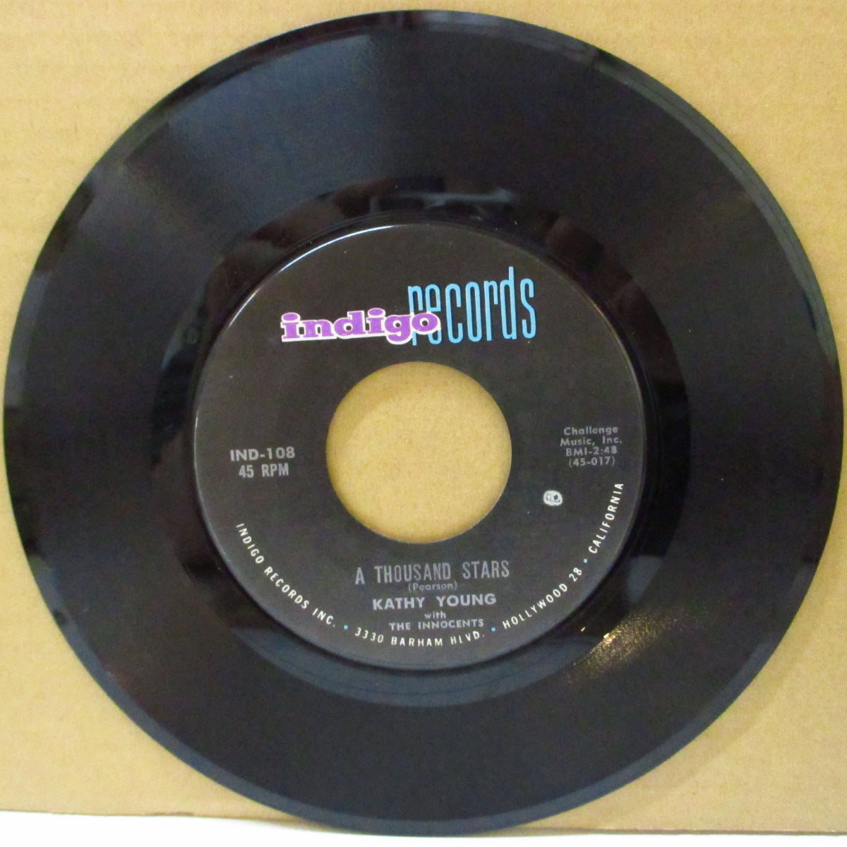 KATHY YOUNG & THE INNOCENTS (キャシー・ヤング & ジ・イノセンツ) - A Thousand Stars (US '60 セカンドプレス「カラー横長ロゴ」7インチ)極上ティーンバラッド!