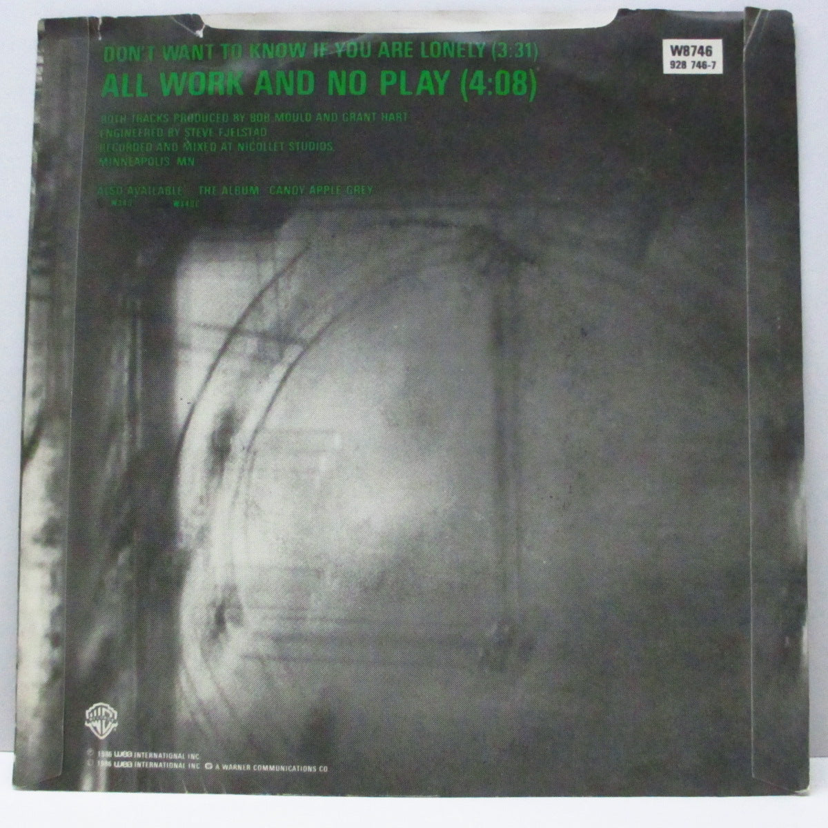 HUSKER DU (ハスカー・ドゥ) - Don't Want To Know If You Are Lonely (UK オリジナル 7"/光沢ソフト紙折り返しジャケ)