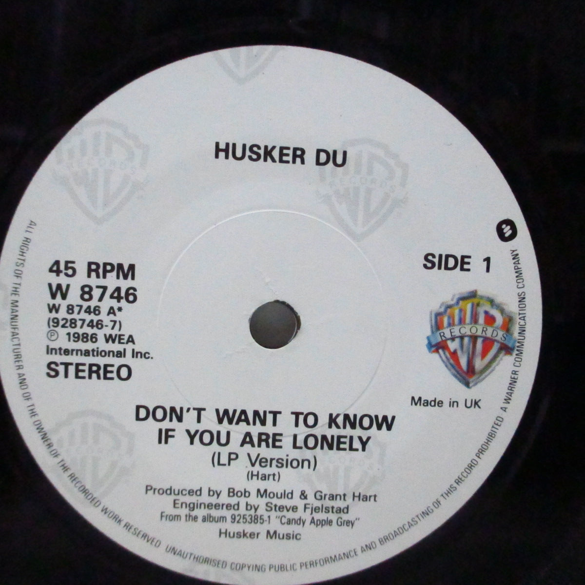 HUSKER DU (ハスカー・ドゥ) - Don't Want To Know If You Are Lonely (UK オリジナル 7"/光沢ソフト紙折り返しジャケ)