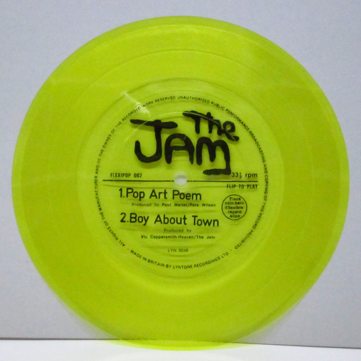 JAM, THE (ザ・ジャム) - Pop Art Poem (UK 限定「片面イエロー7"フレキシ」) FLEXI POP誌02号のオマケ !