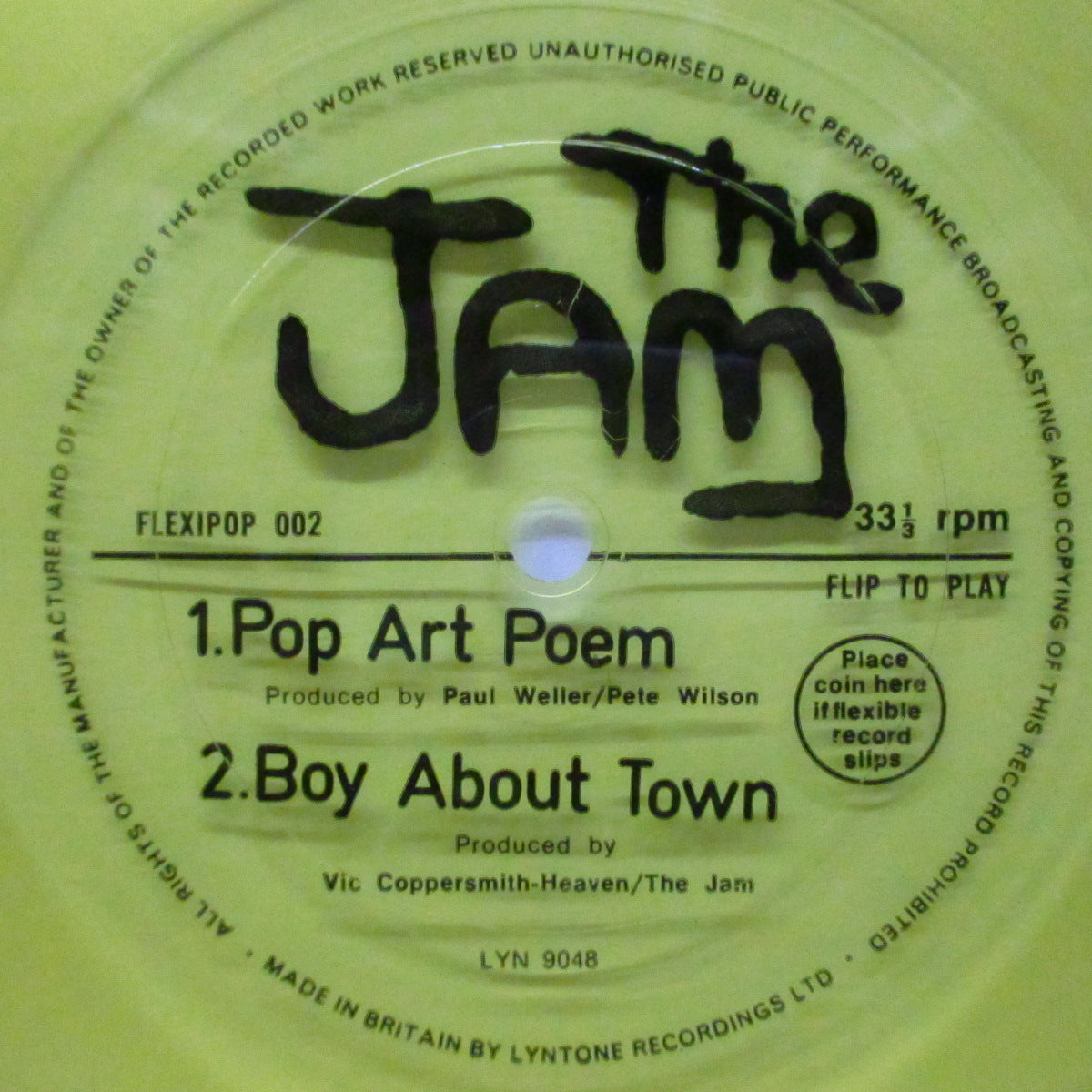 JAM, THE (ザ・ジャム) - Pop Art Poem (UK 限定「片面イエロー7"フレキシ」) FLEXI POP誌02号のオマケ !